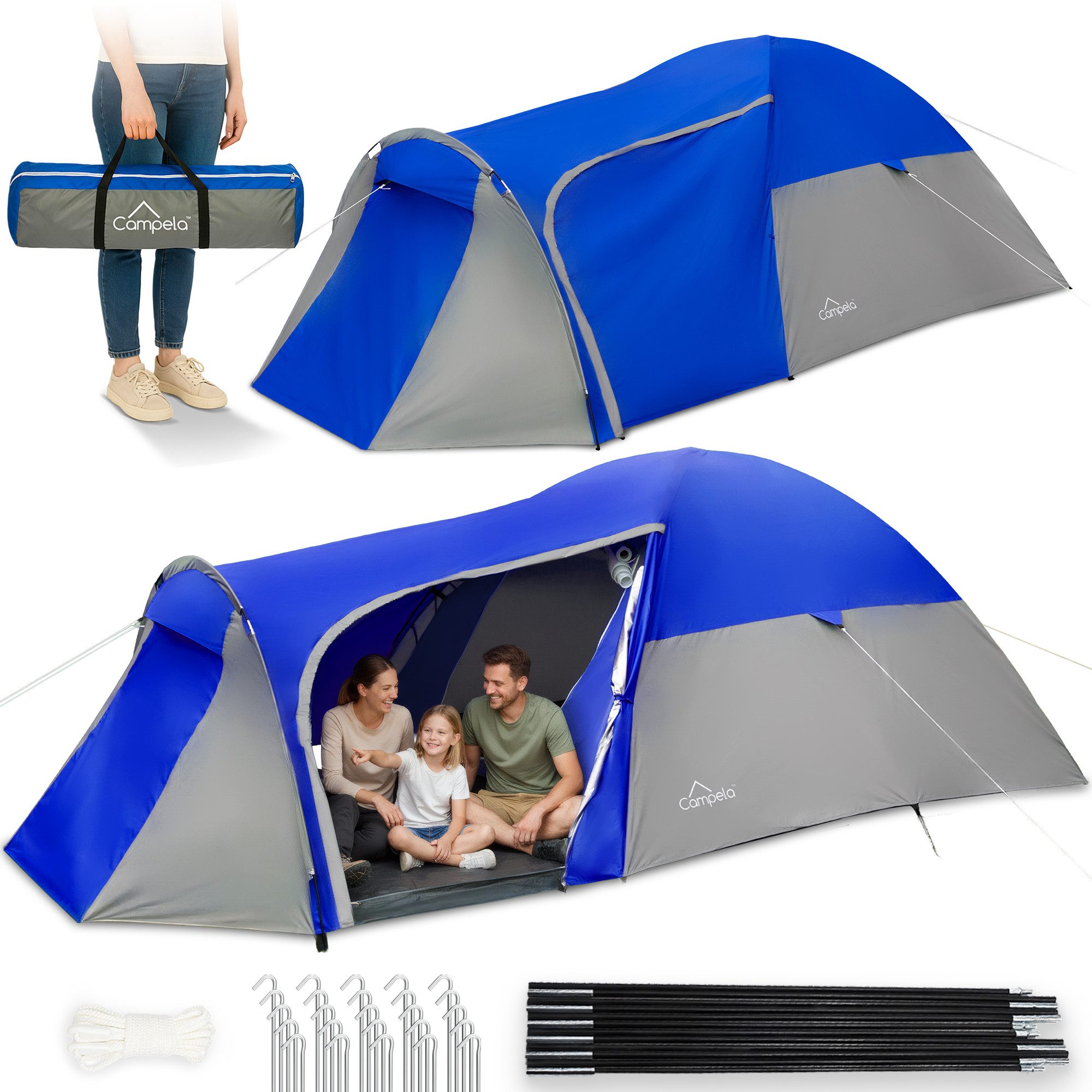 Campela Biwakzelt 3-Personen Zelt – wasserdicht & leicht – Camping & Trekking – Vorraum, Personen: 3