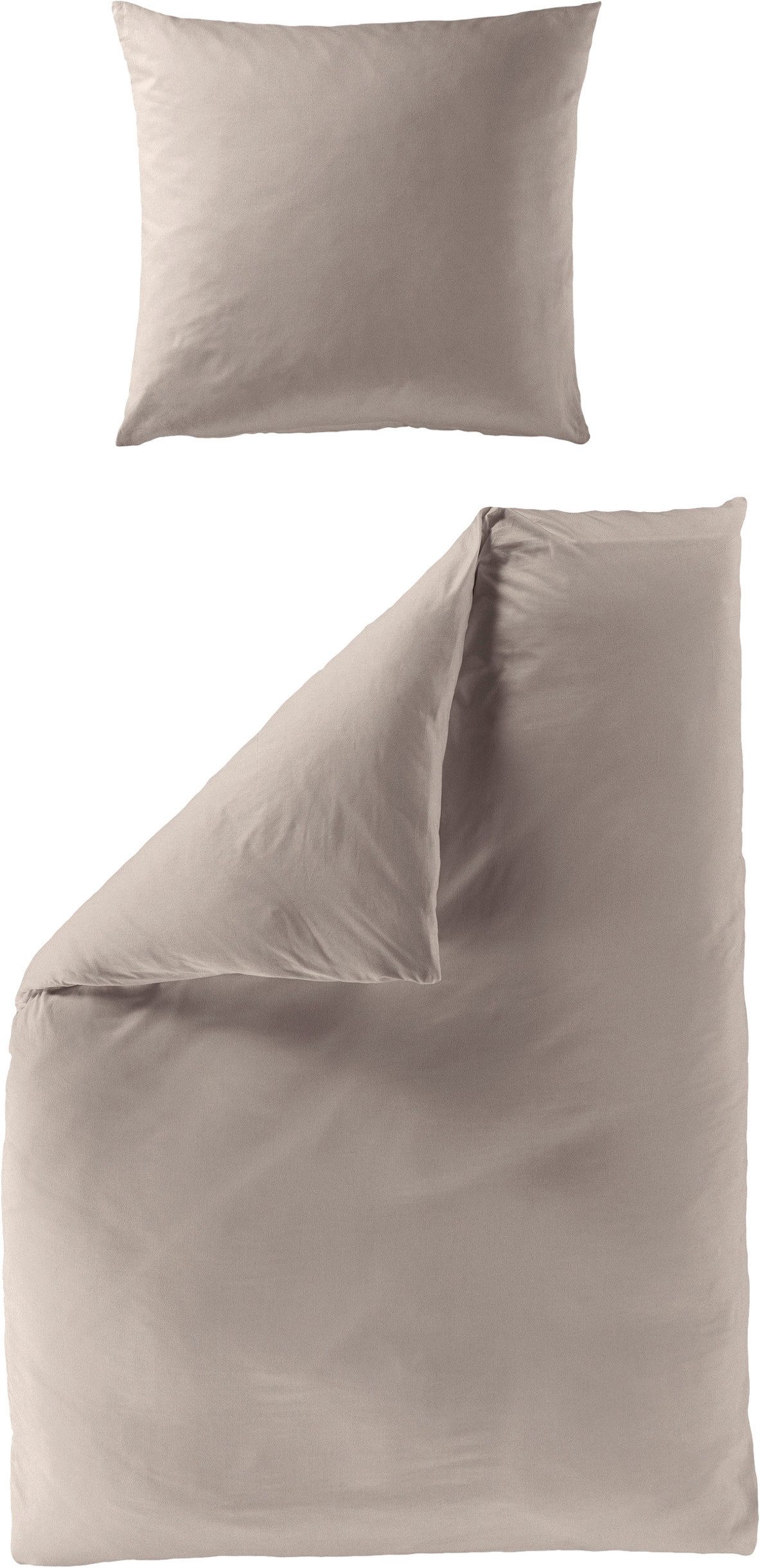 BIERBAUM Bettwäsche Elegant uni, Mako-Satin, 2 teilig, Mako-Satin, 100 % Baumwolle, Uni, pflegeleicht