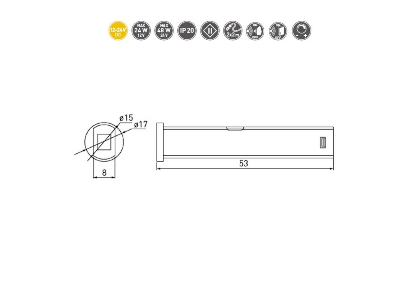 Thumbnail - SO-TECH® Lichtschalter Einbausensor SO1 weiß mit 2 Schaltfunktionen für Tür- o. Handbewegung (1-St)