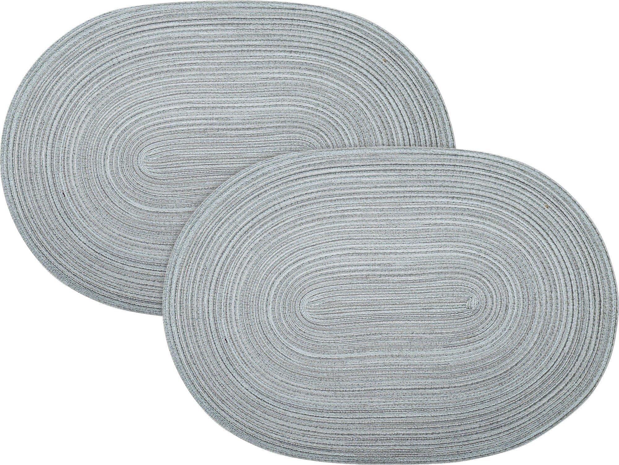 6 Runde Tischsets Aus Vinyl – Silber Mit Hibiskusblüten-Muster