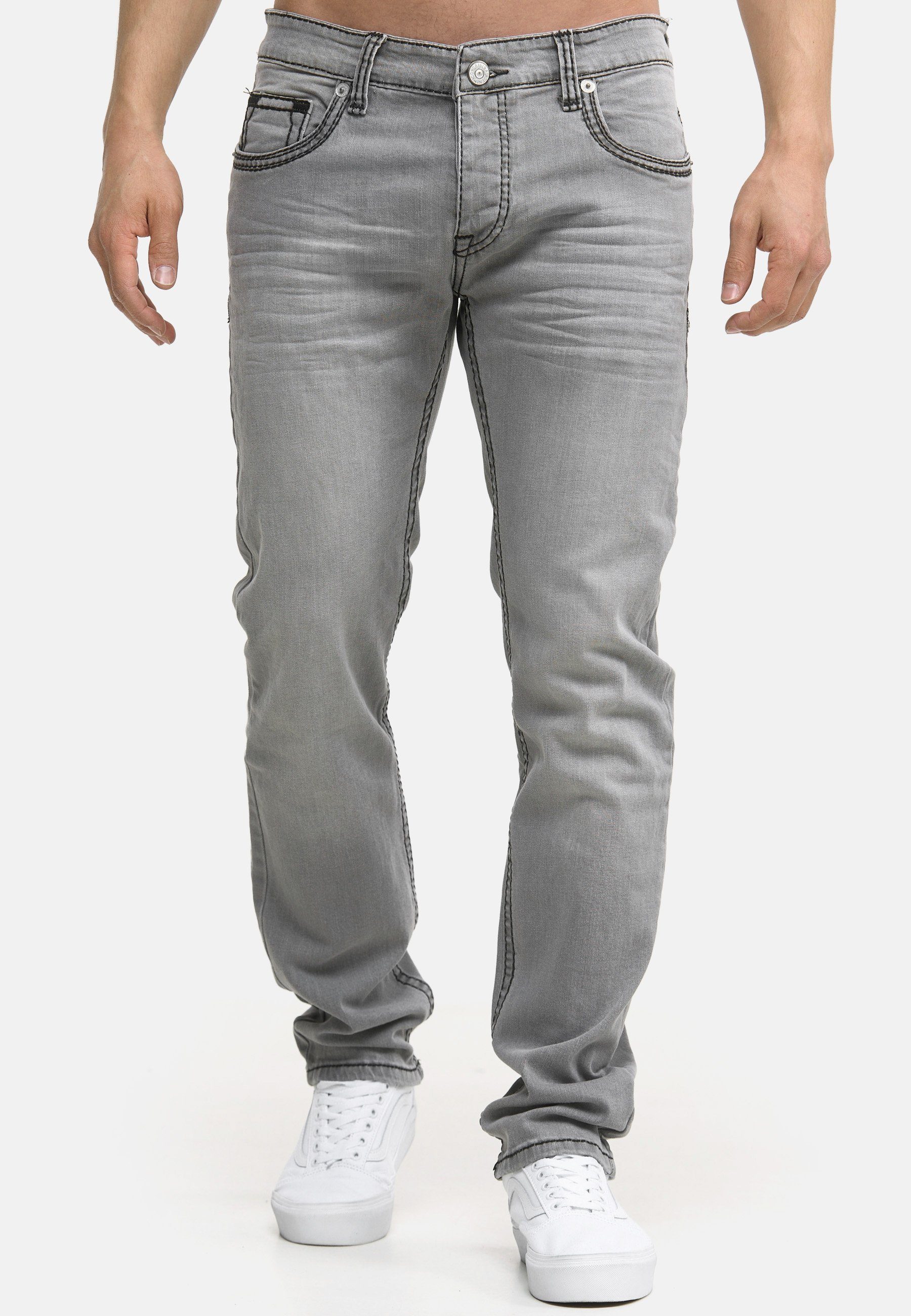 Denim Regular-fit-Jeans Grau Code47 Pocket Jeans Five Fit Hose Code47 Herren (1-tlg) Regular Männer Bootcut