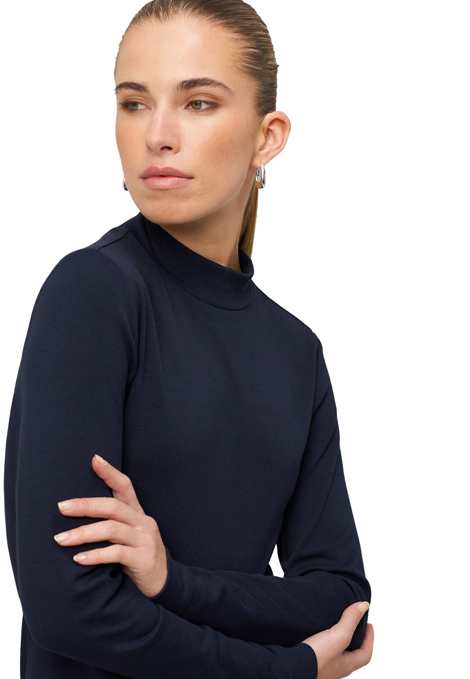 Zero Kurzarmshirt Damen mit Stehkragen (1-tlg) Plain/ohne Details