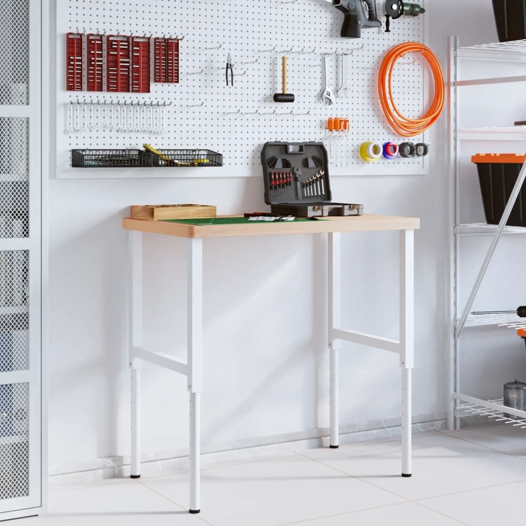 vidaXL Werkbank Werkbank 100x60x(73-99,5) cm Massivholz Buche Rechteckig, (1-tlg)