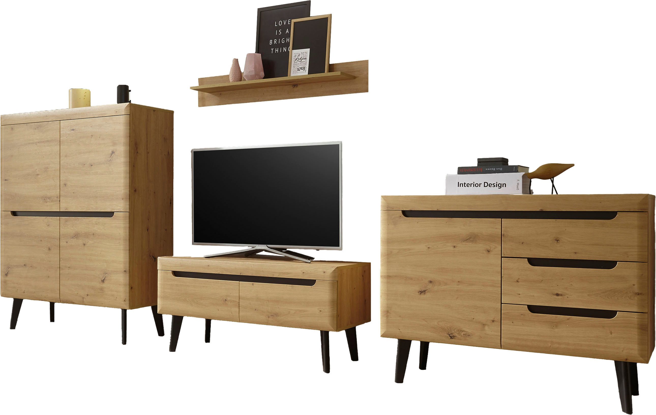 Home affaire Wohnwand Torge, Anbauwand, Schrankwand, Mediawand, Wohnzimmer-Set, (4-St)