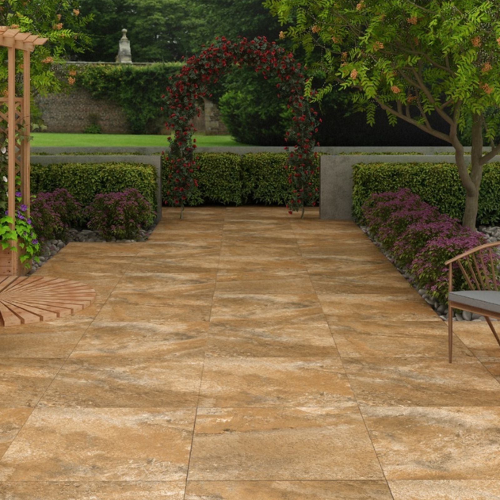Bodenfliese 1 Paket (0,72 m) Terrassenplatten DORTMUND BROWN (60 × 60 cm), matt, braun, R11, Feinsteinzeug, Balkone Dachterrasse Außenraum
