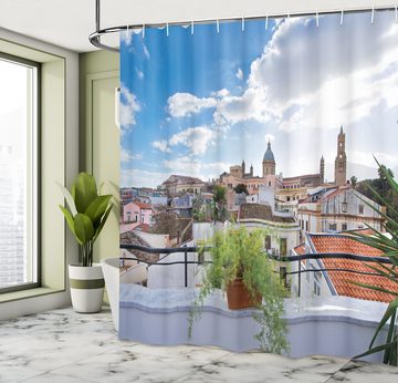 Abakuhaus Duschvorhang Moderner Digitaldruck mit 12 Haken auf Stoff Wasser Resistent Breite 175 cm, Höhe 180 cm, Sizilien Stadt Palermo Panorama