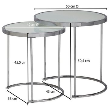 KADIMA DESIGN Satztisch 2tlg Runder Glas Couchtisch Set, modernes Design mit viel Stauraum