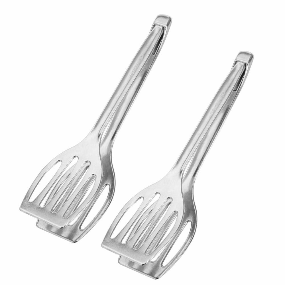 Servierzange 2 Doppel-Pfannenwender/Grillzange, Länge: je 27,5 cm, Duetto, Silber
