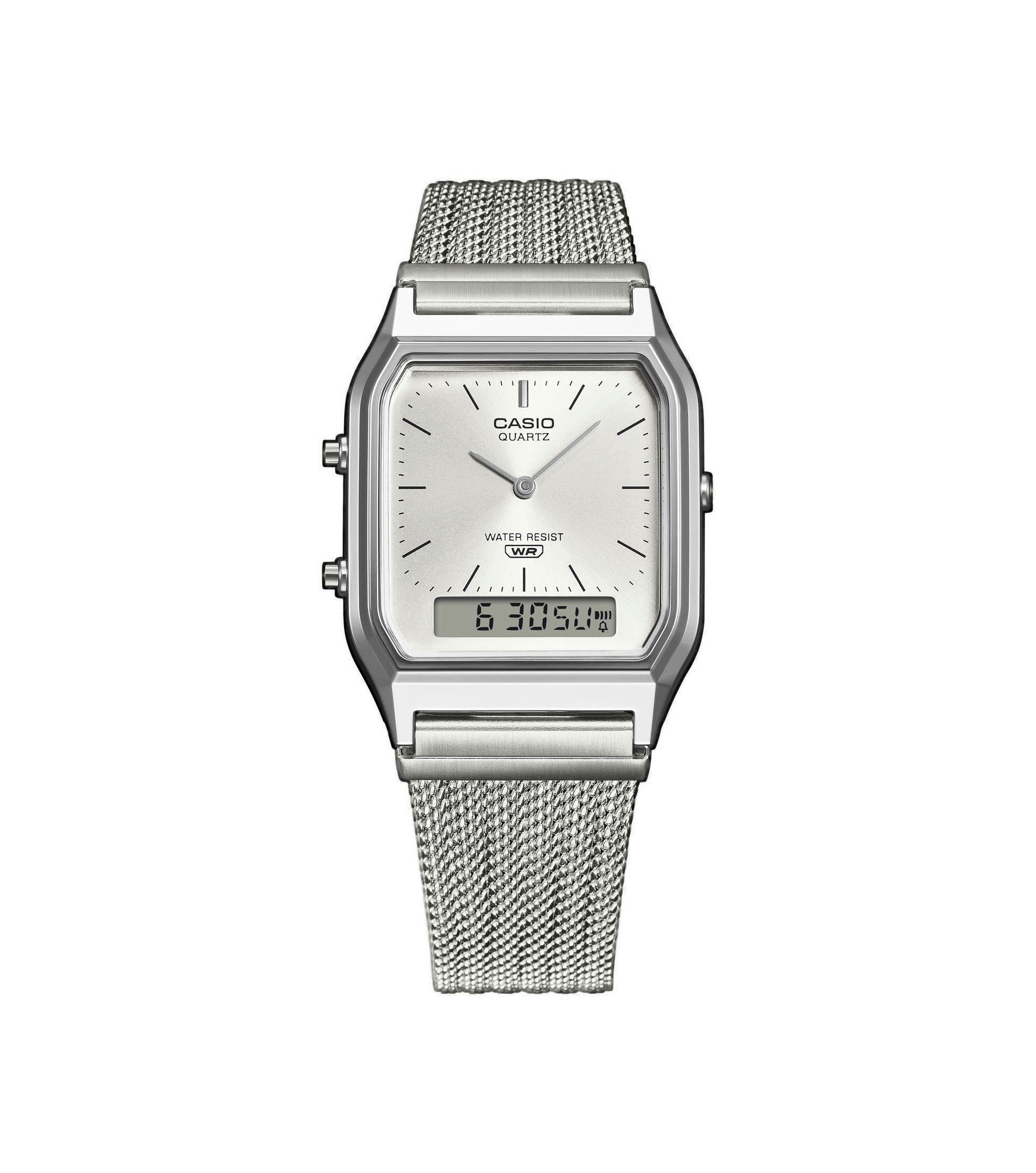 CASIO VINTAGE Chronograph AQ-230EM-7AEF, Quarzuhr, Armbanduhr, Damenuhr, Herrenuhr, Edelstahlarmband, analog