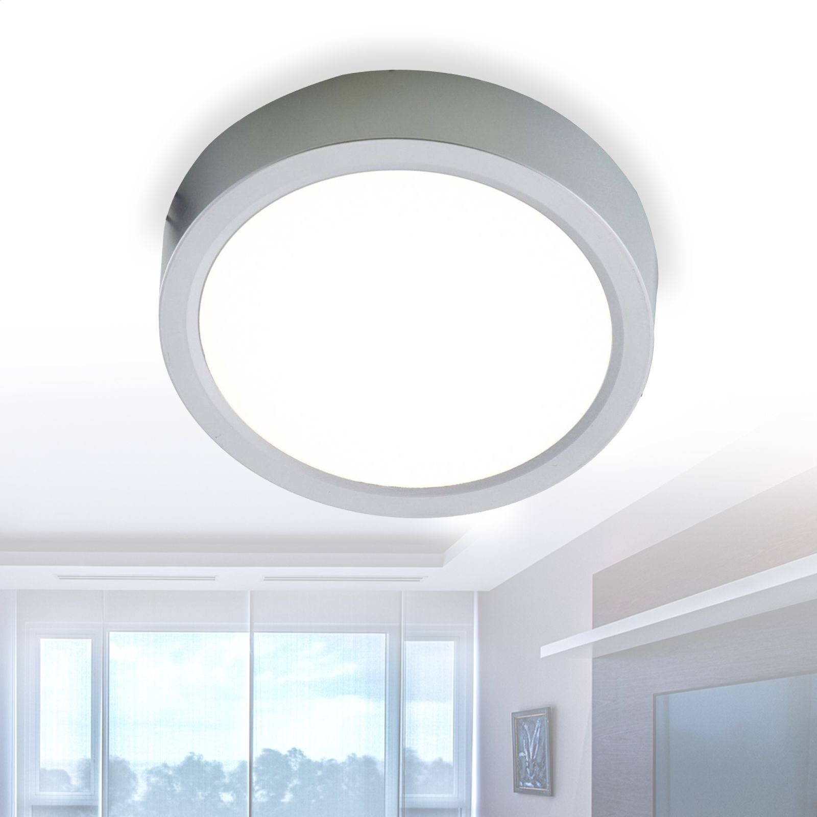 Silber Pflegetuch Wohnzimmer mit rund Deckenleuchte LED Deckenlampe Deckenleuchte bmf-versand