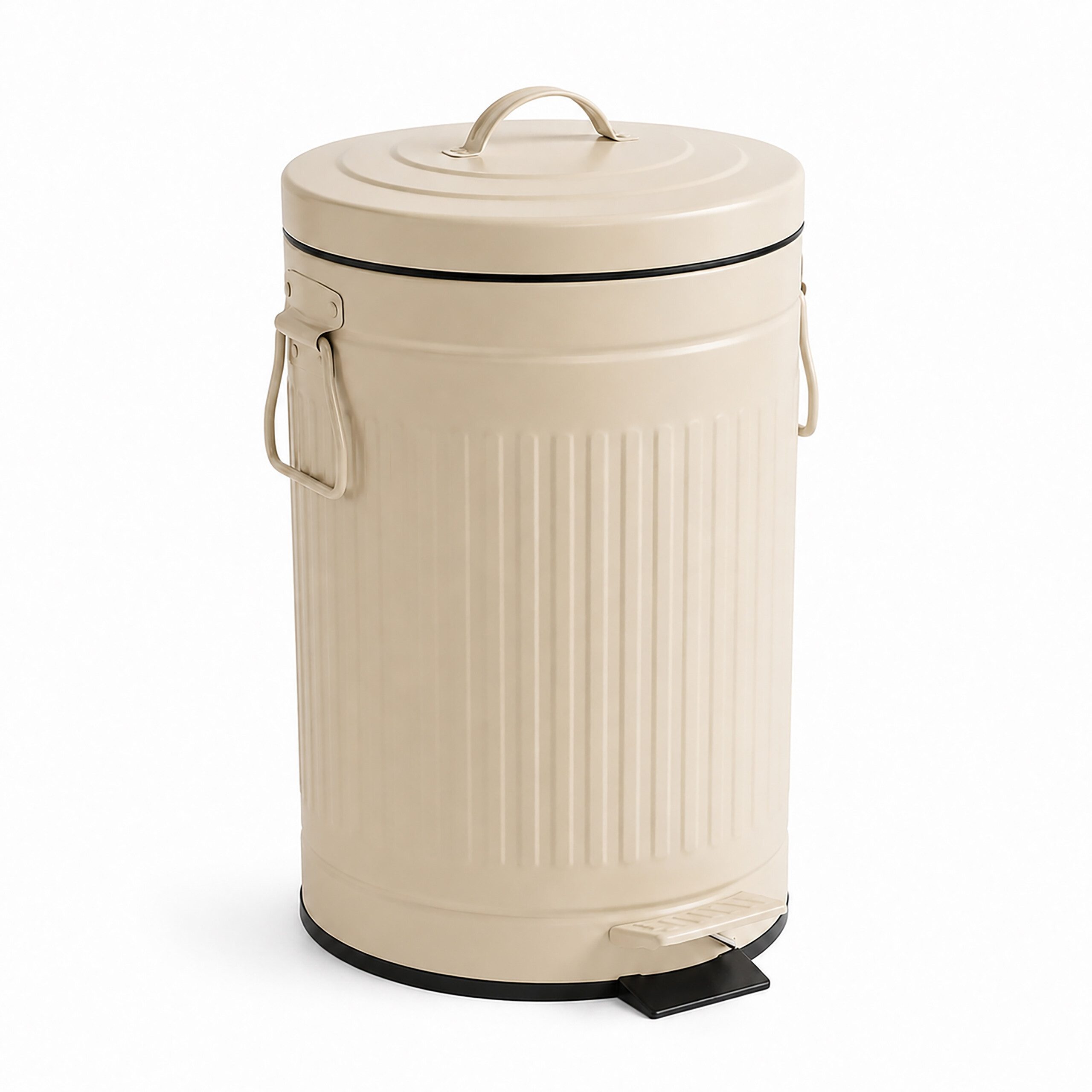 relaxdays Mülleimer Retro Mülleimer 12 Liter, Beige