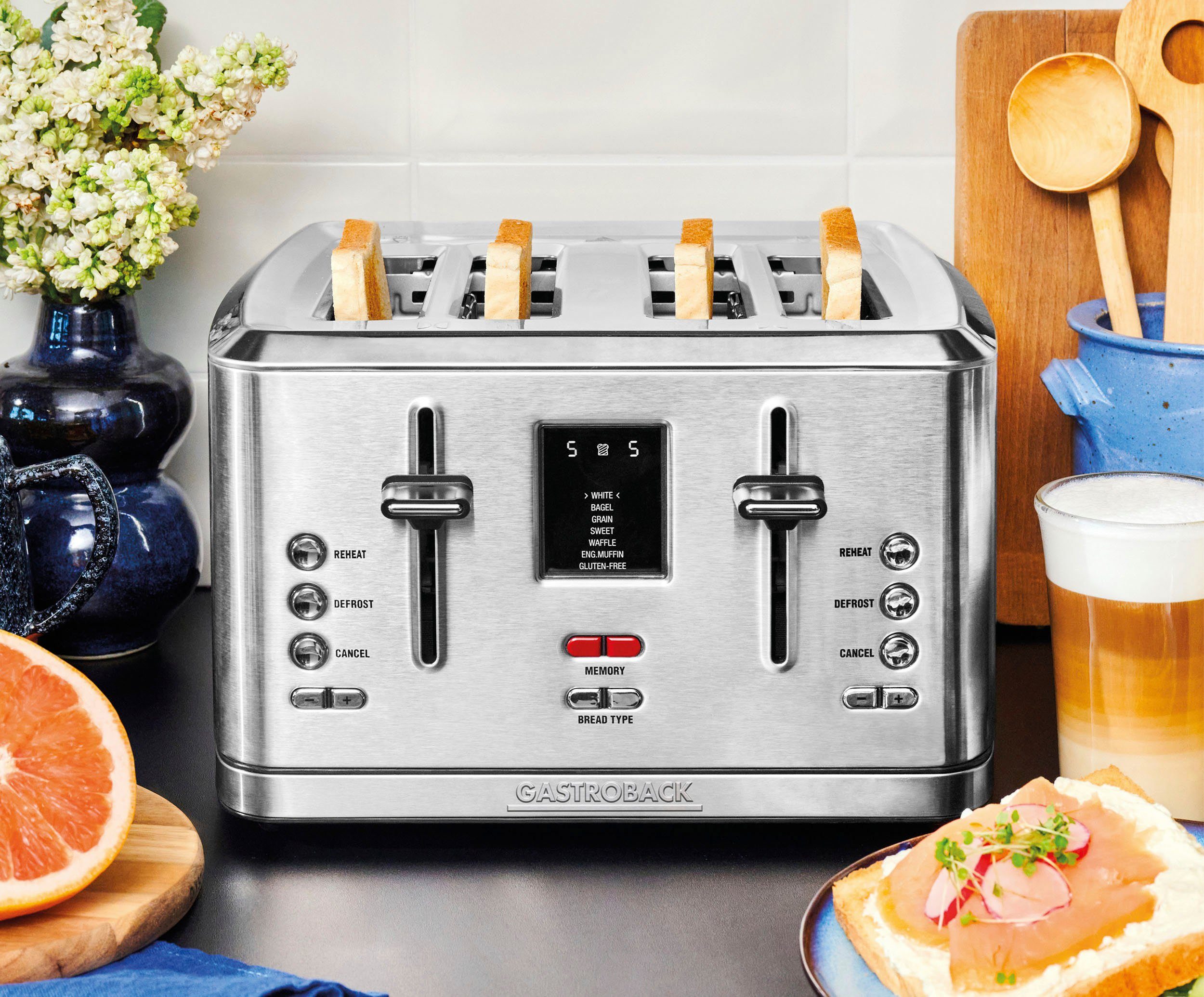 Gastroback Toaster 42396 Design Digital 4S, 4 kurze Schlitze, für 4 Scheiben, 1900 W