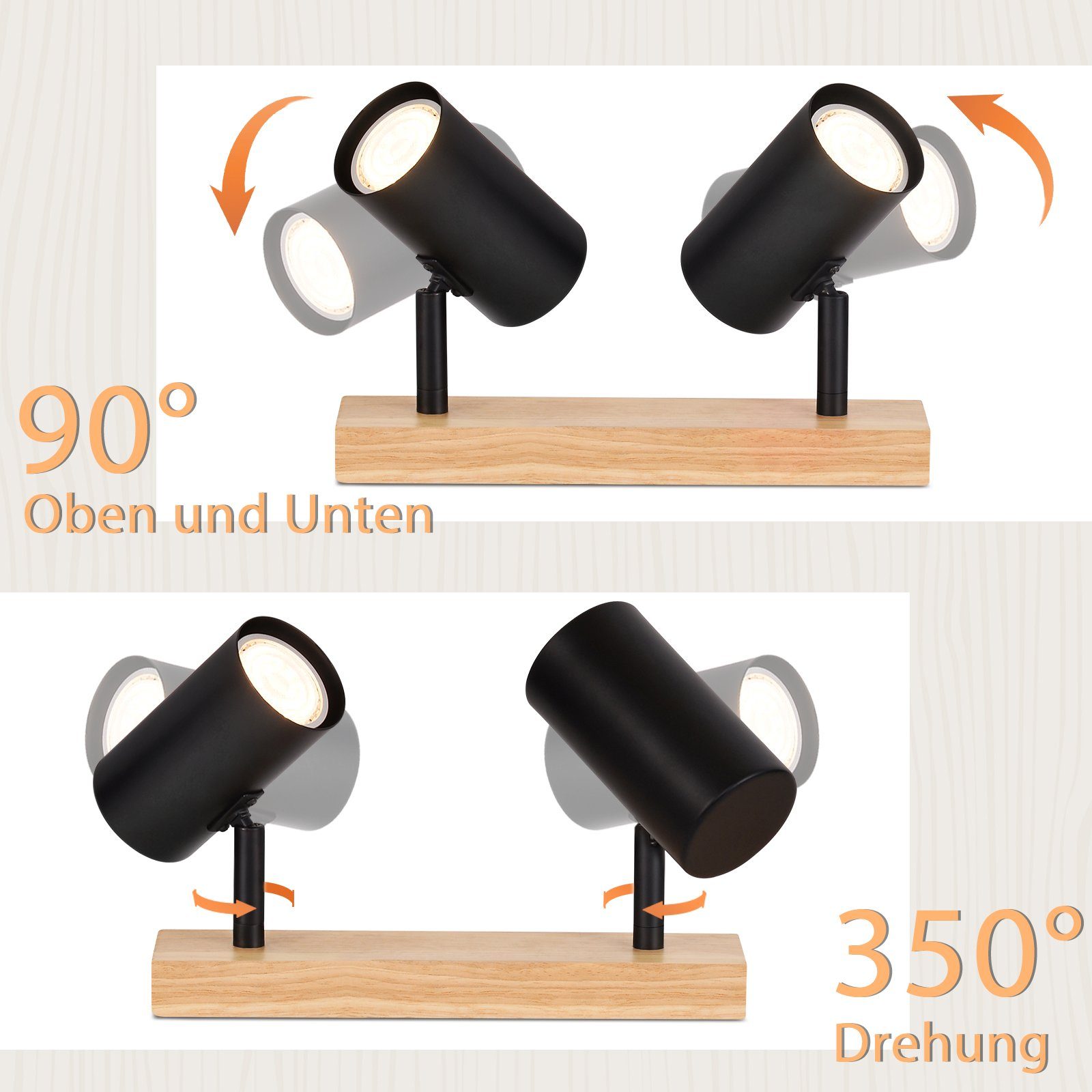 Nettlife Deckenstrahler Weiß Holz 1/2/3 Flammig günstig online kaufen