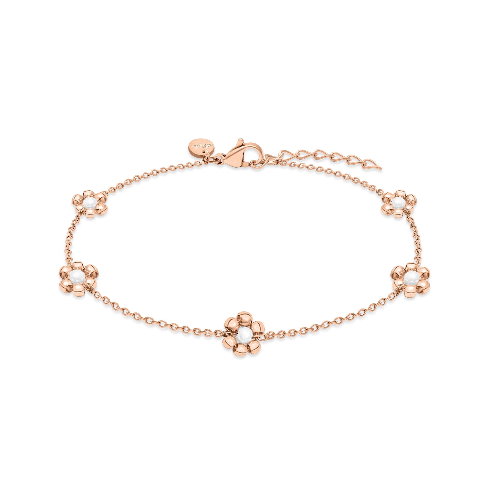 s.Oliver Fußkette Flower, Blumen-Design, mit Kunststoffperle