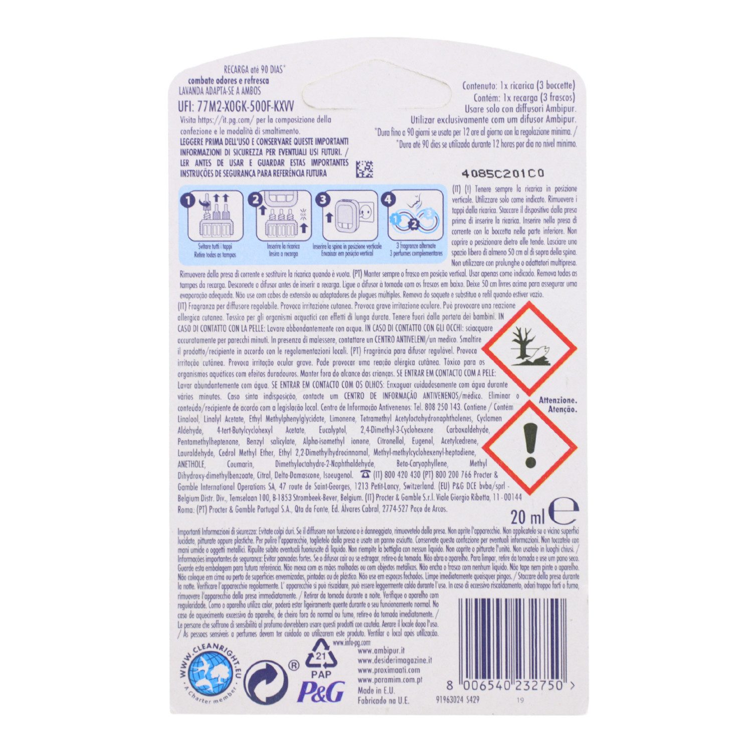 ambi pur Raumduft Ambi Pur 3Volution Lavendel Lavanda Lufterfrischer 20ml Nachfüller Rau