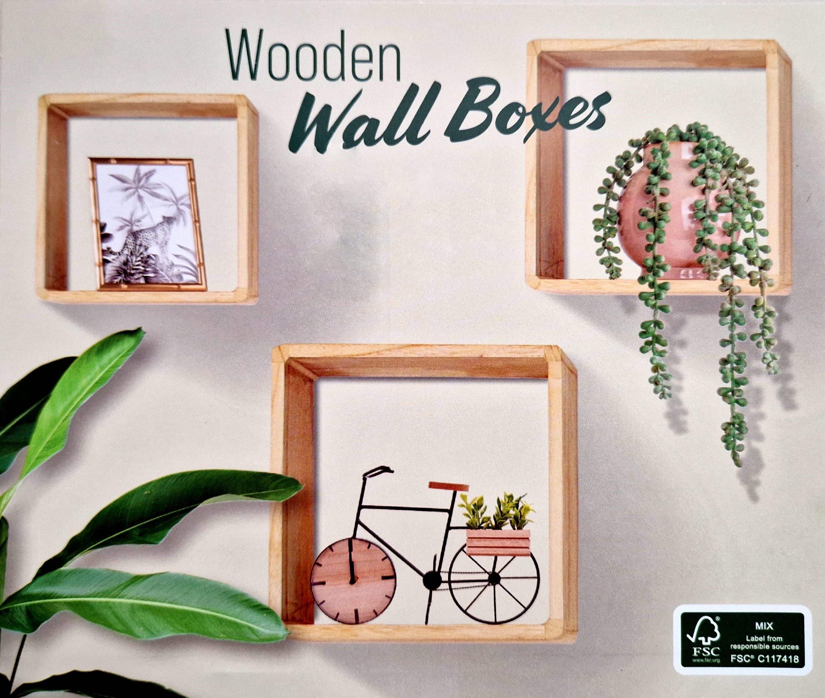 Lenxo Wandregal Wooden Wall Boxes-Wandregal/Hängeregal Natur Stück 3