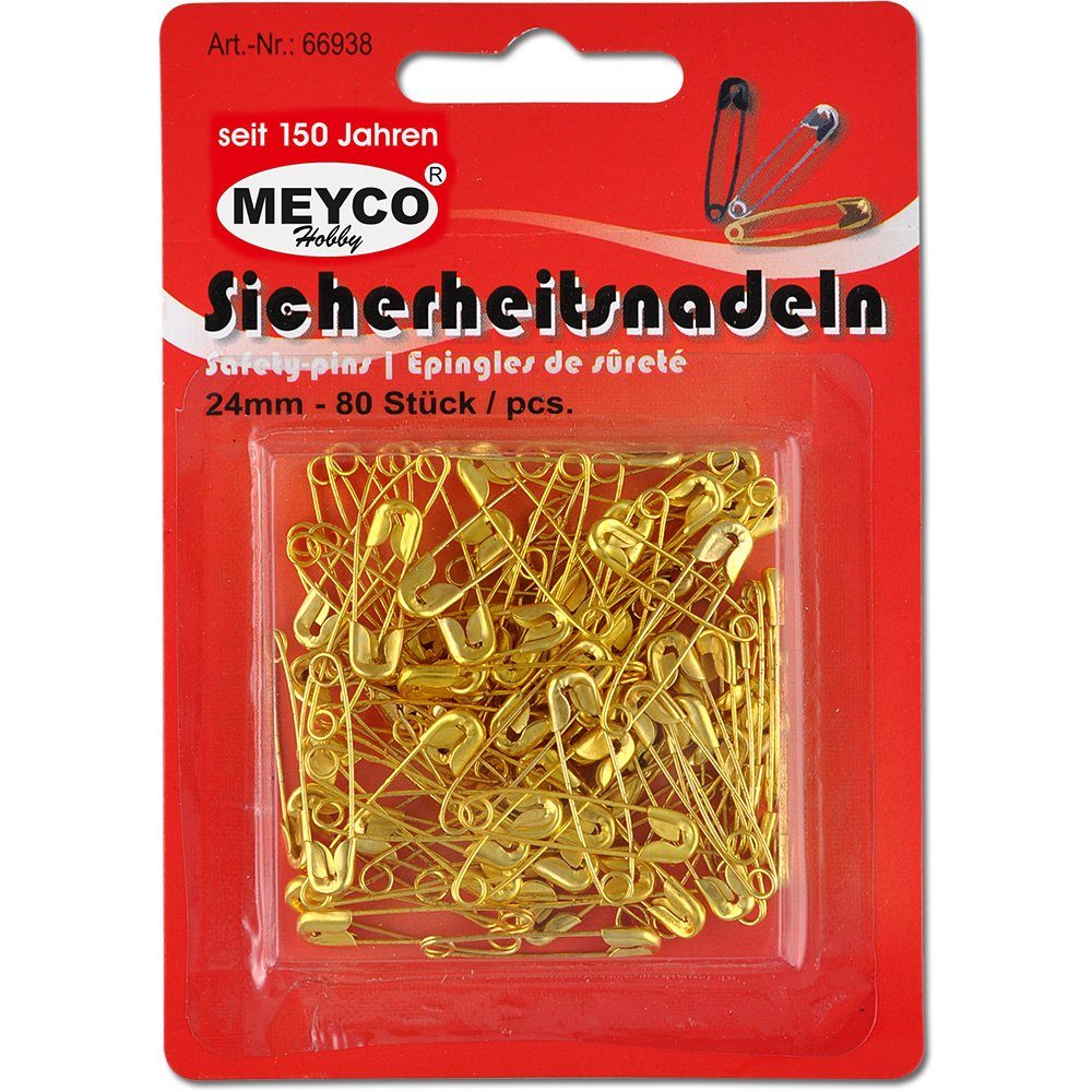 MEYCO Hobby Werkzeugset Sicherheitsnadeln 28 mm, 65 Stk.p.Blister -gold-