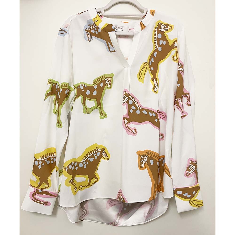 Herzensangelegenheit Blusentop Seidenbluse 25261 6082 mit Pferde-Print – Gina Schumacher x Herzens