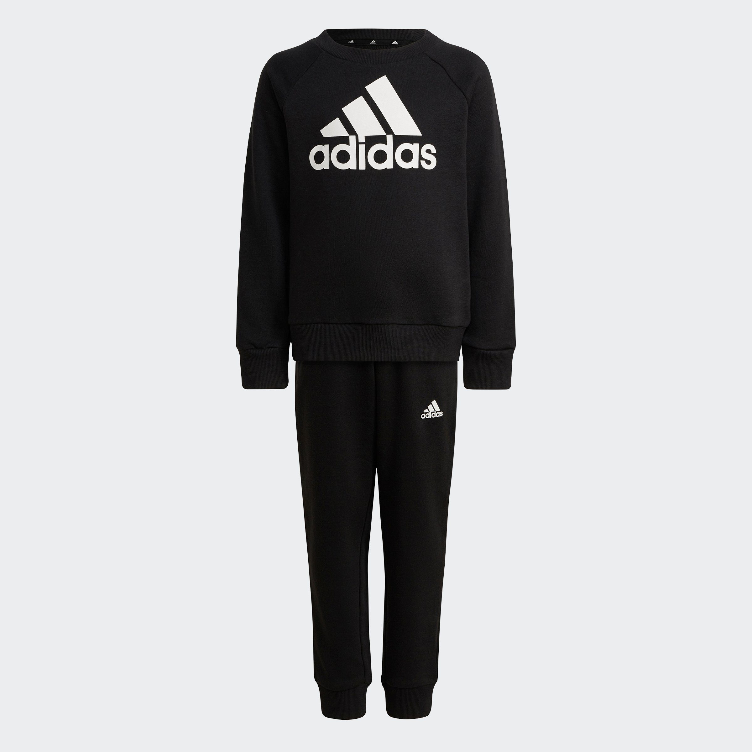 adidas Sportswear Trainingsanzug Black LOGO JOGGINGANZUG ESSENTIALS (2-tlg) White TERRY FRENCH 