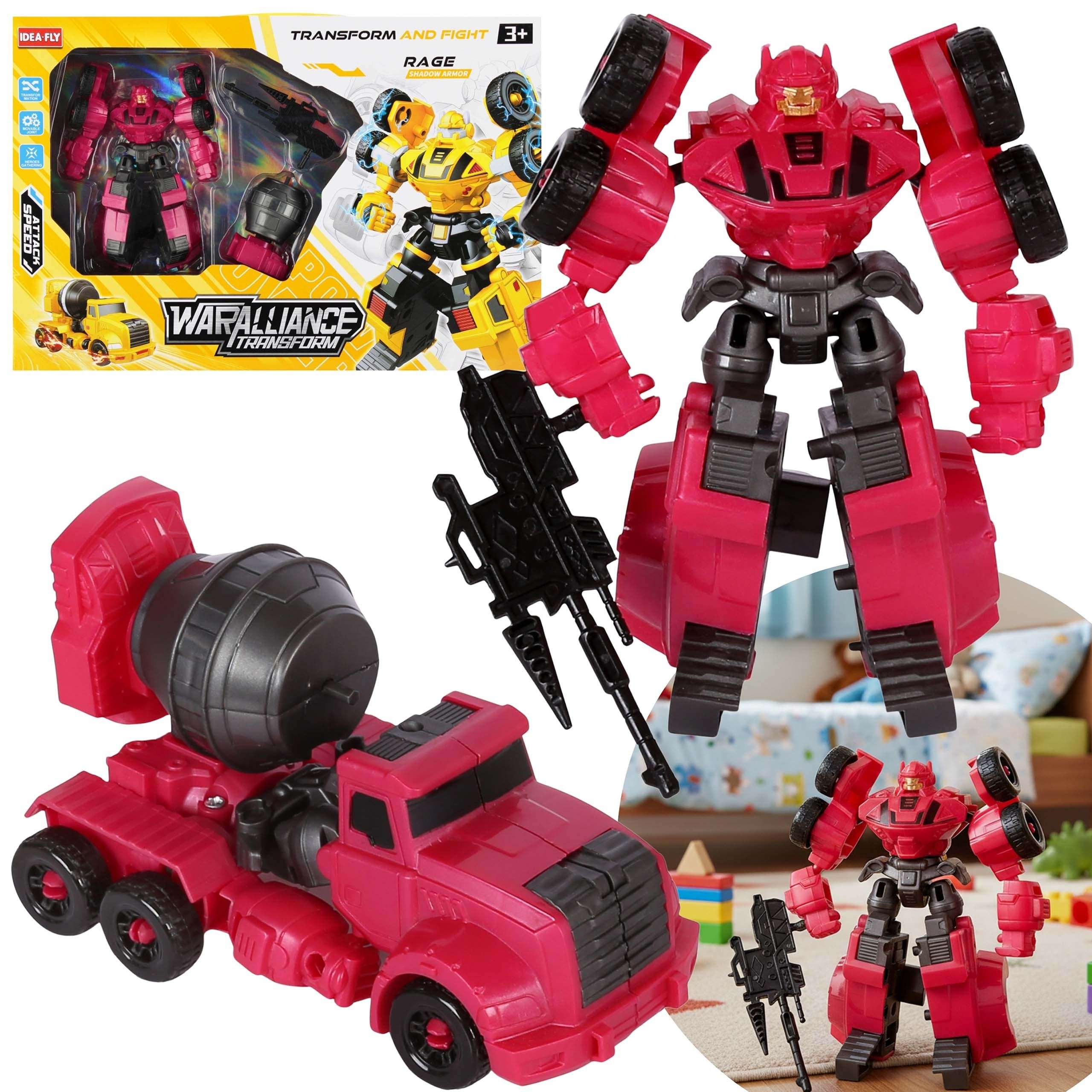 Sarcia.eu Spielzeug-Auto ROBOT Auto 2in1, rosa Spielzeug für Kinder 3+ – MEGA CREATIVE