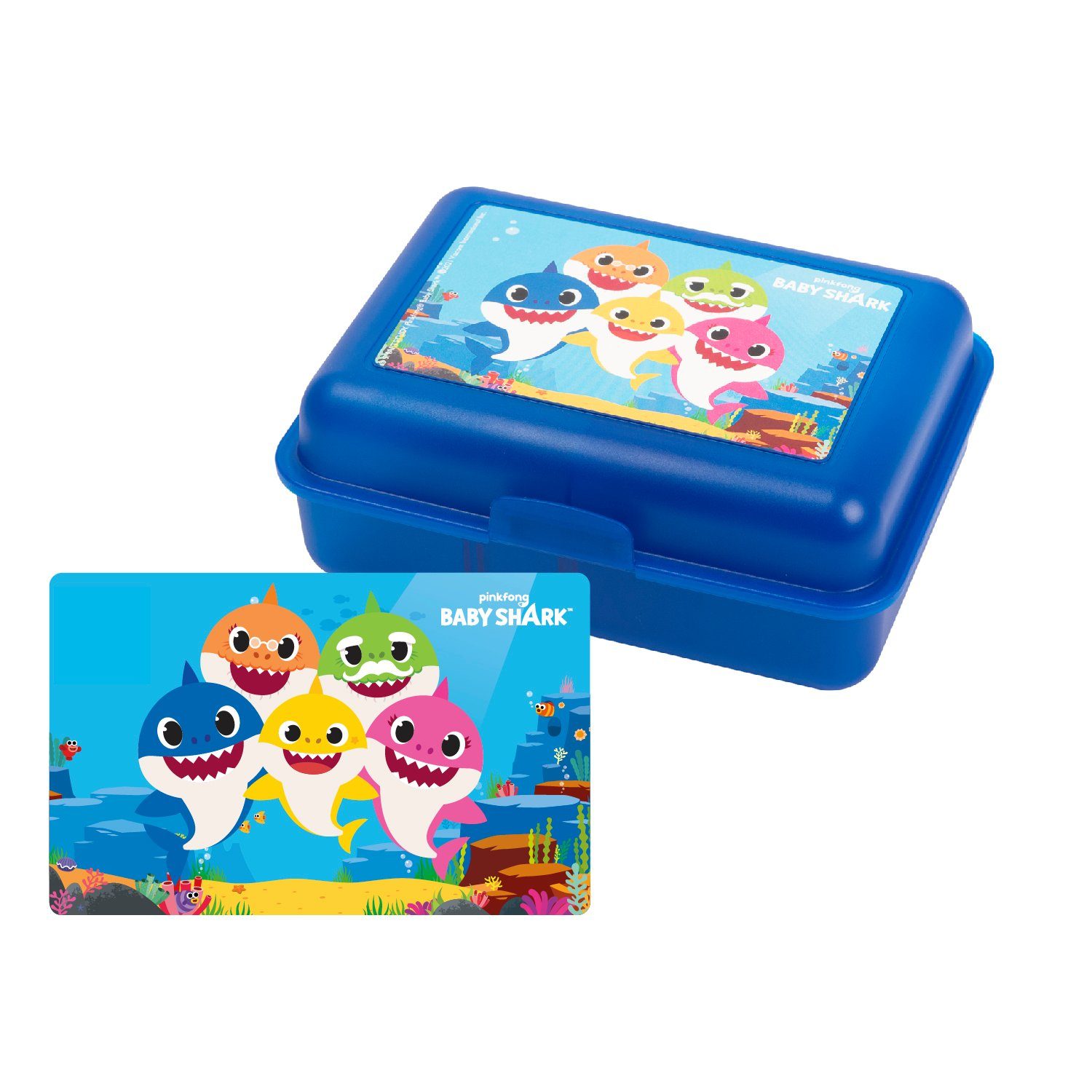 United Labels® Lunchbox Baby Shark Brotdose für Kinder Lunchbox mit Trennwand Blau, Kunststoff (PP)