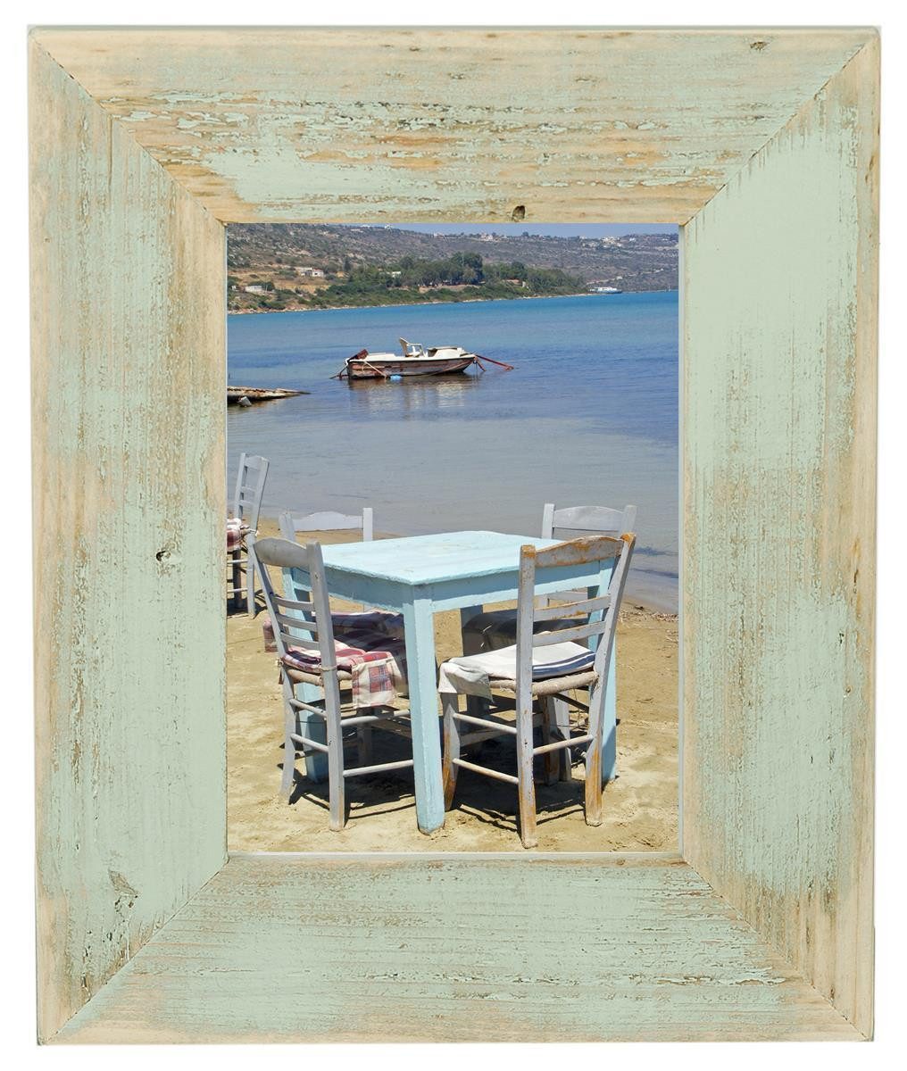 Mein Landhaus Bilderrahmen Landhaus Bilderrahmen aus Alt-Holz Mint-Türkis