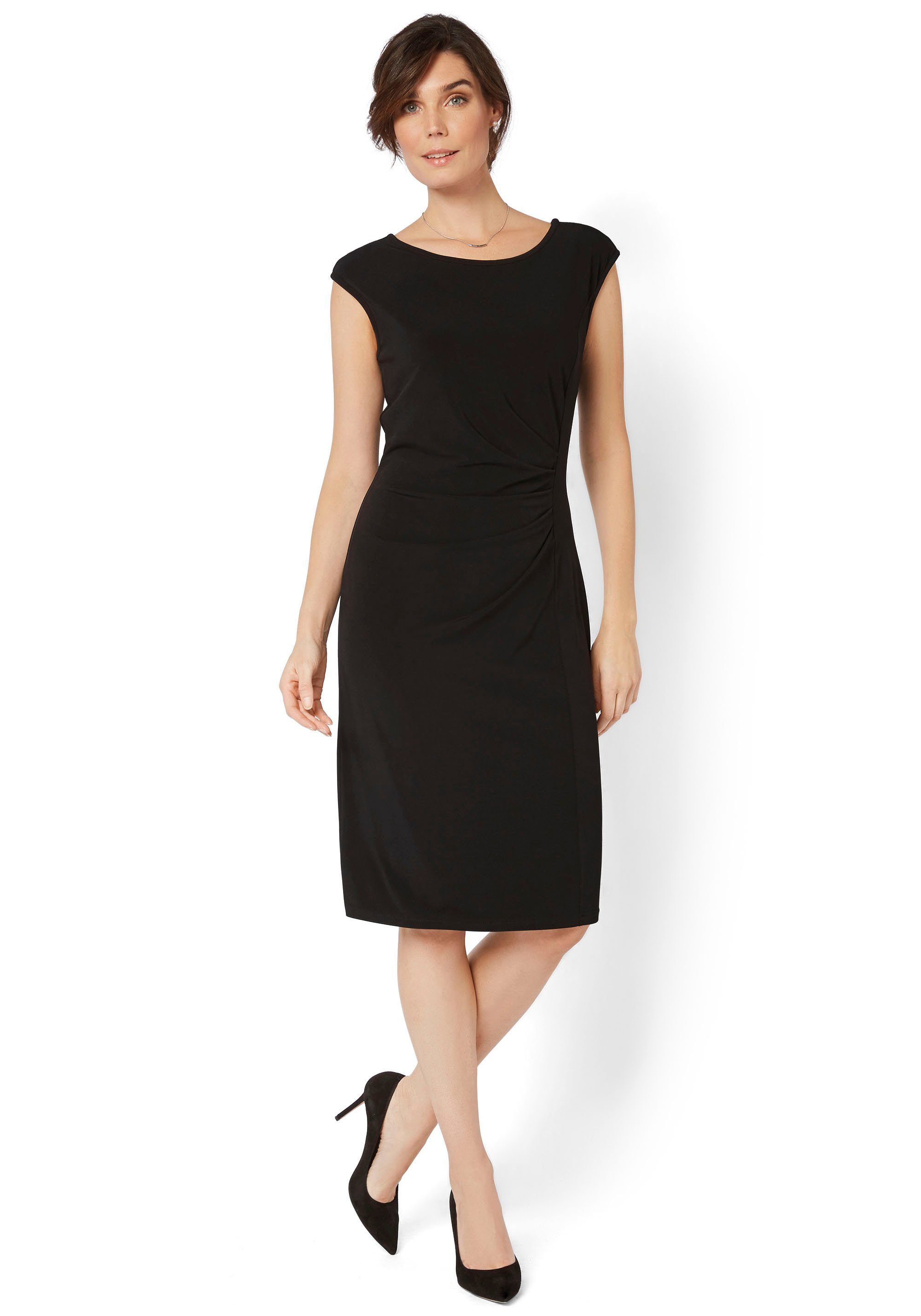 schwarz LANGE eleganter Raffung Jerseykleid mit Collection HERMANN