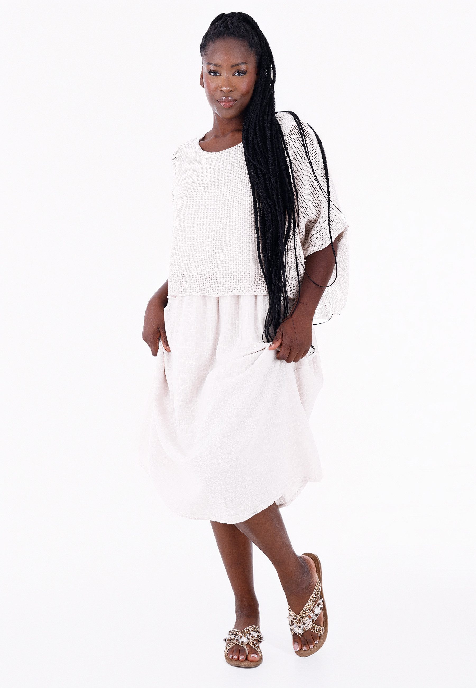 Sommerkleid Lagenlook-Kleid aus Baumwolle im angesagten Lagenlook