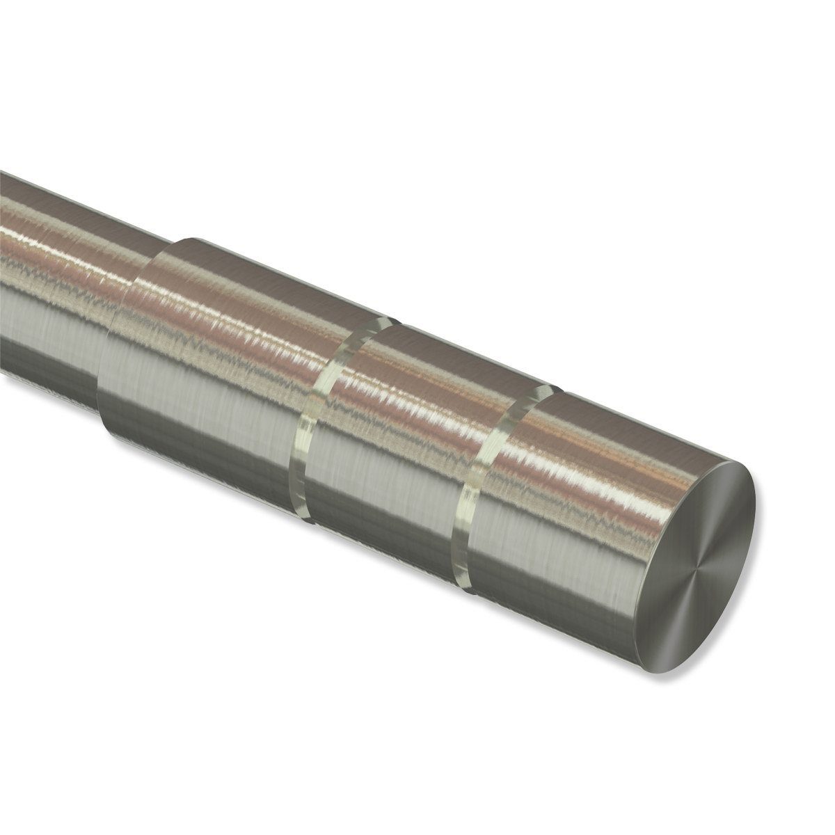 Gardinenstangen-Endstück INTERDECO, (Rillenzylinder), Stück (Packung, Elanto Metall, Edelstahl-Optik), 2