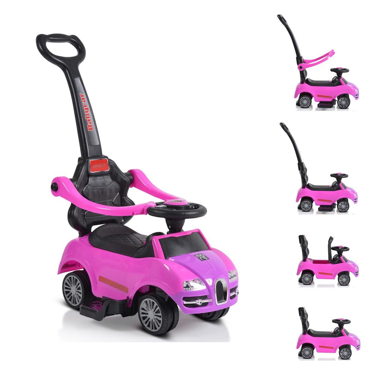 Moni Rutscher Rider 308 2 in 1, Schiebestange, Sicherheitsbügel, Fußstützen, Musikfunktion, Staufach