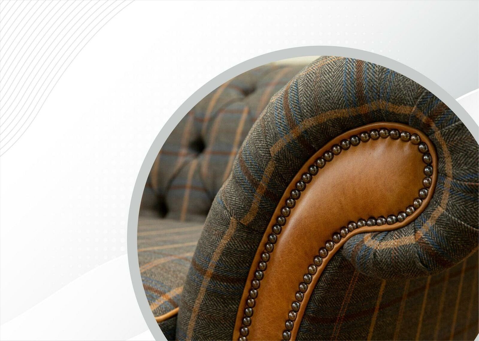 Chesterfield in Couch, moderne 3-er Chesterfield-Sofa Grau-brauner Made Dreisitzer JVmoebel Europe Luxus