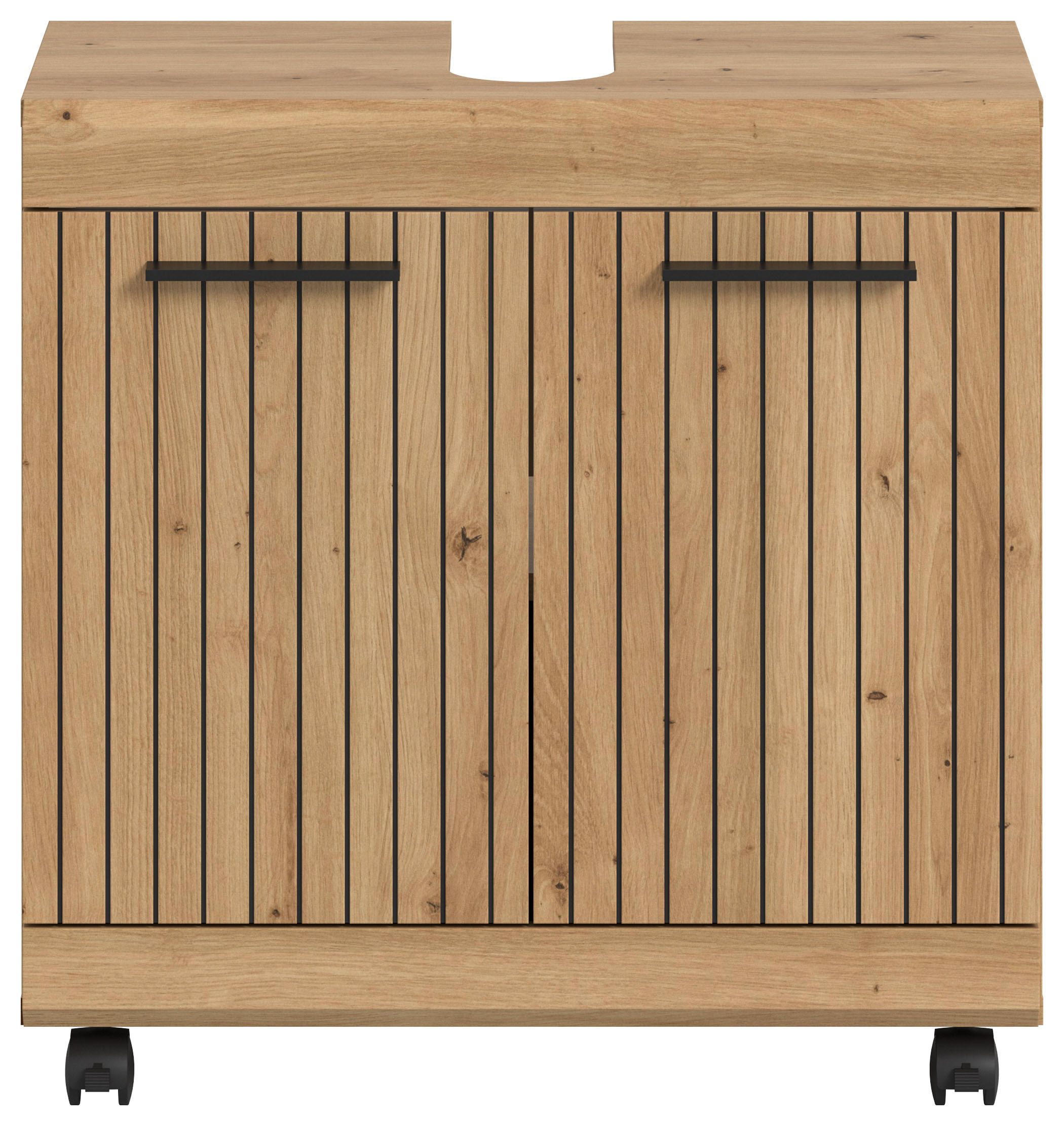 welltime Waschbeckenunterschrank SIENA, Breite 60cm, 2 Türen oder 2 Schubkästen, auf Rollen, MDF-Front (TOPSELLER!, mit Siphonausschnitt 10x25 cm) in verschiedenen Farben erhältlich, Badmöbel, Badschrank, Kommode, Bad