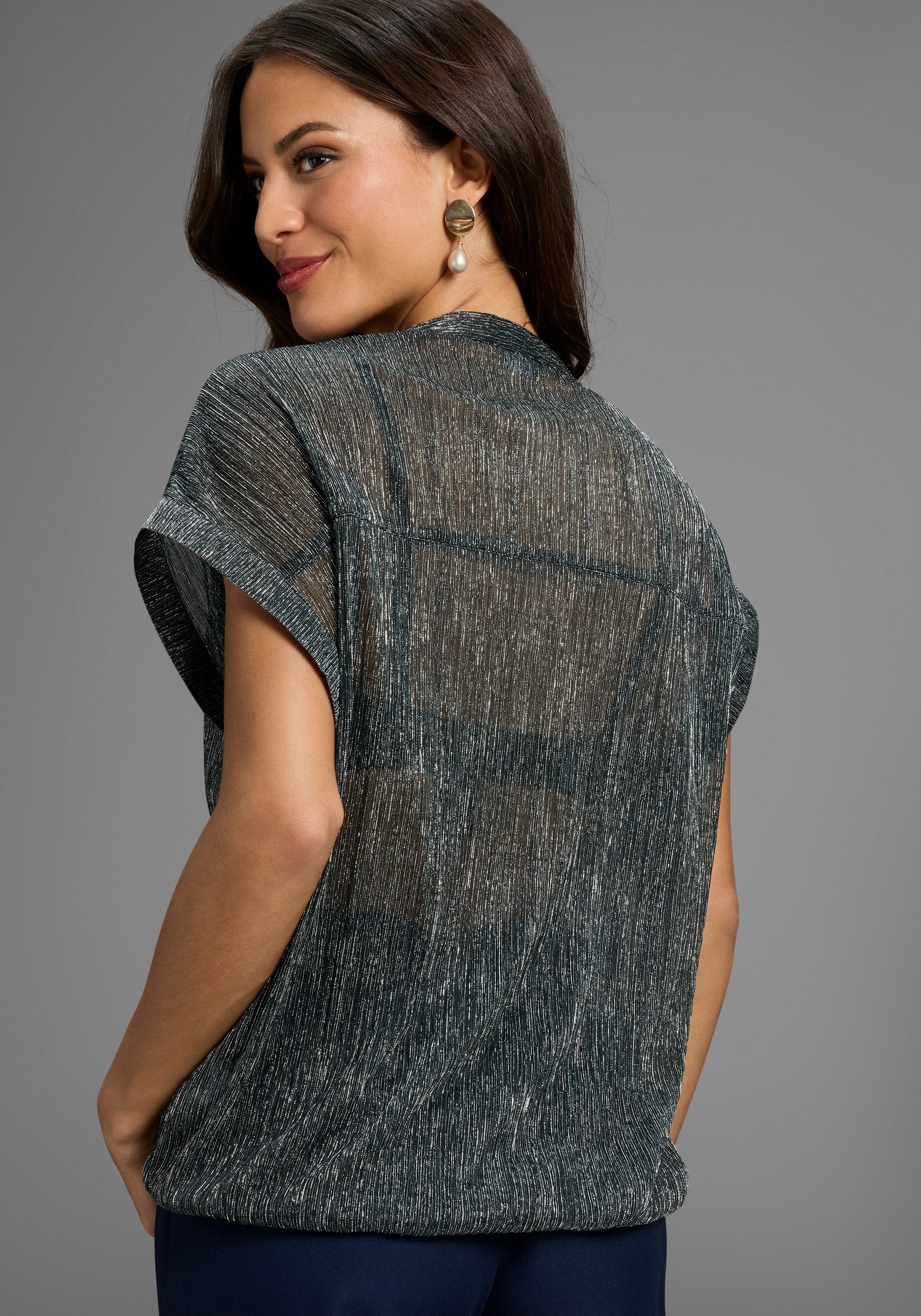 Laura Scott Kurzarmbluse in festlicher Glitzeroptik günstig online kaufen