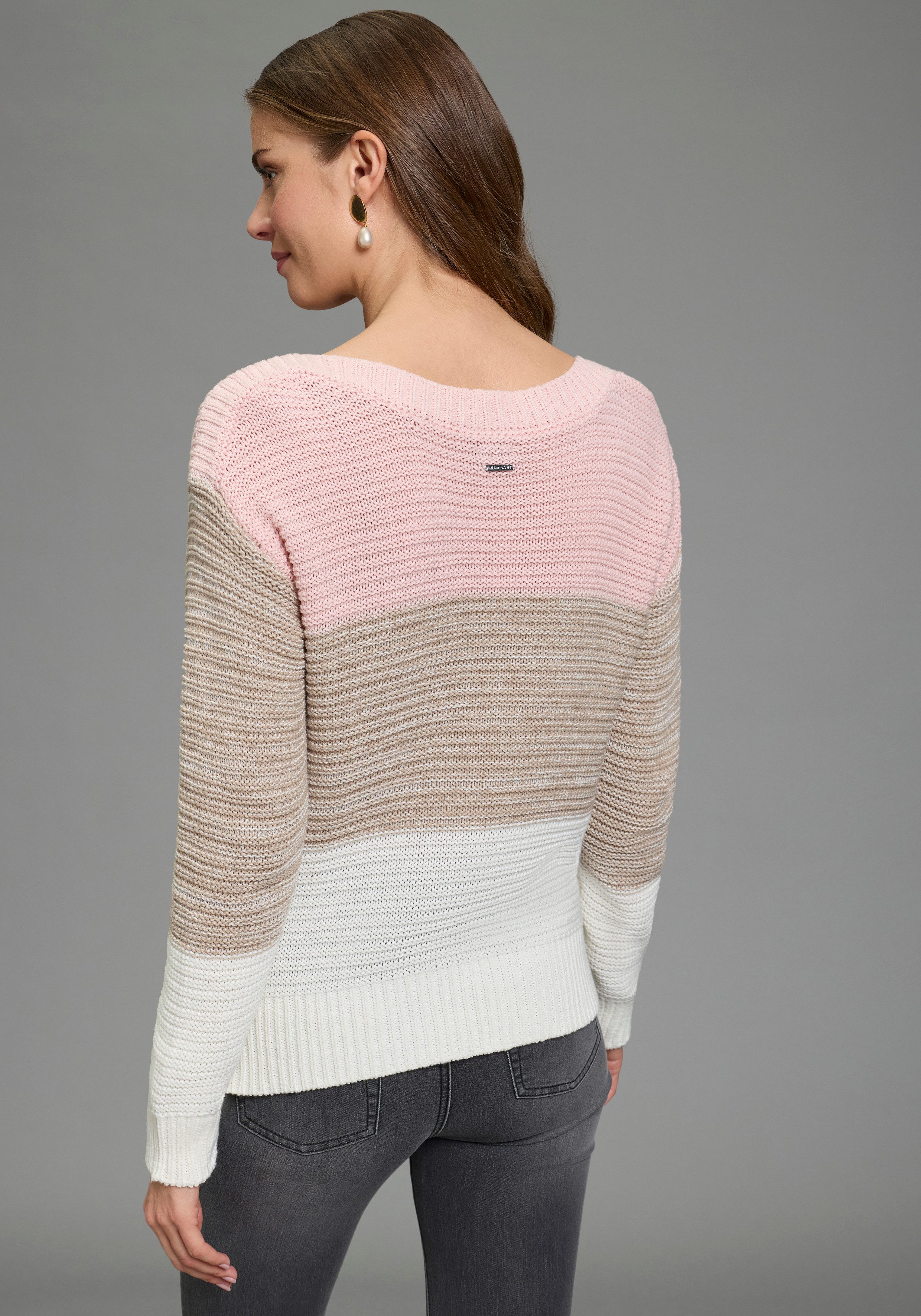 Laura Scott Streifenpullover leichter Übergangspullover mit Strukturstrick günstig online kaufen