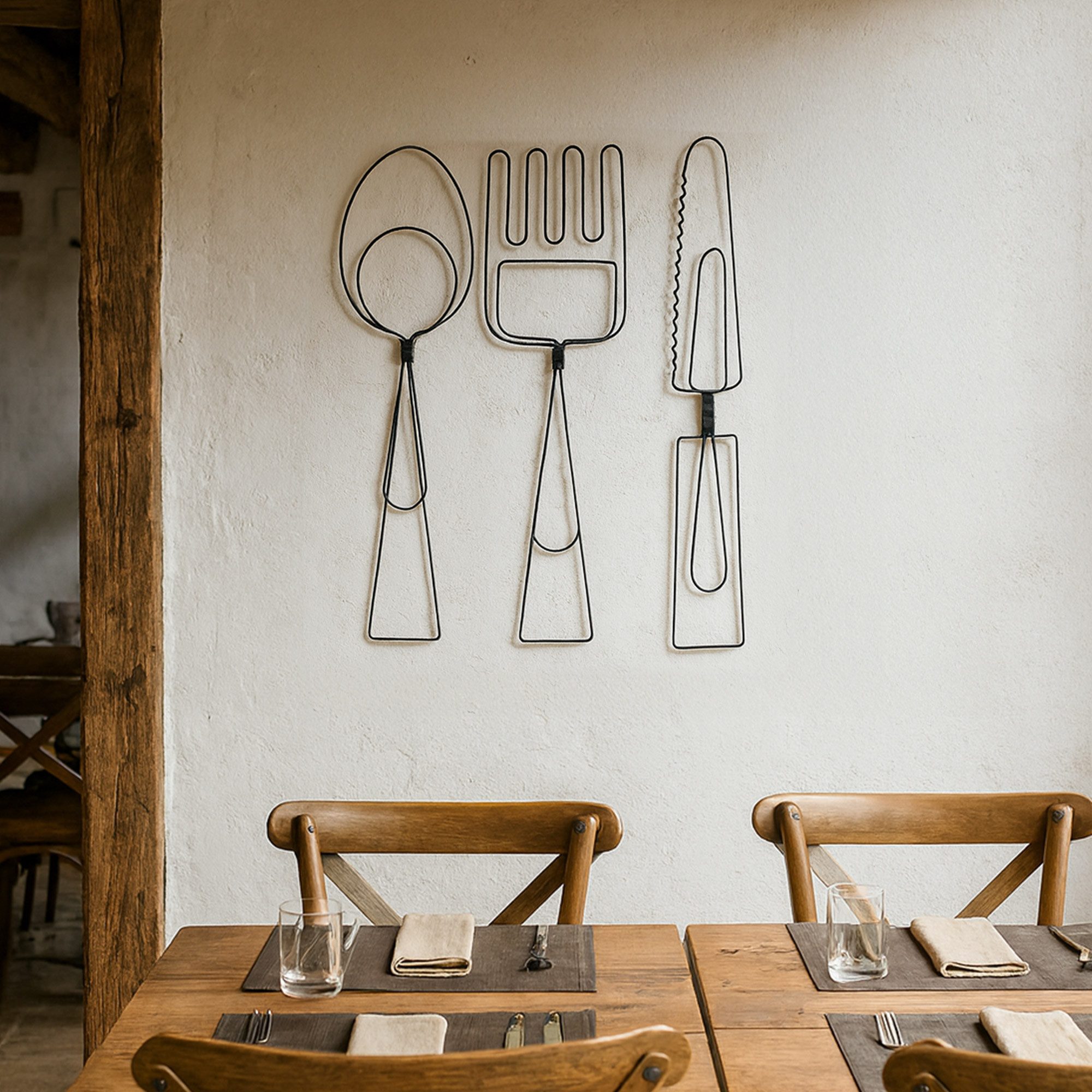 UNUS HOME Wanddekoobjekt 3er Set Wanddeko Besteck als stilvolle Metallkunst günstig online kaufen