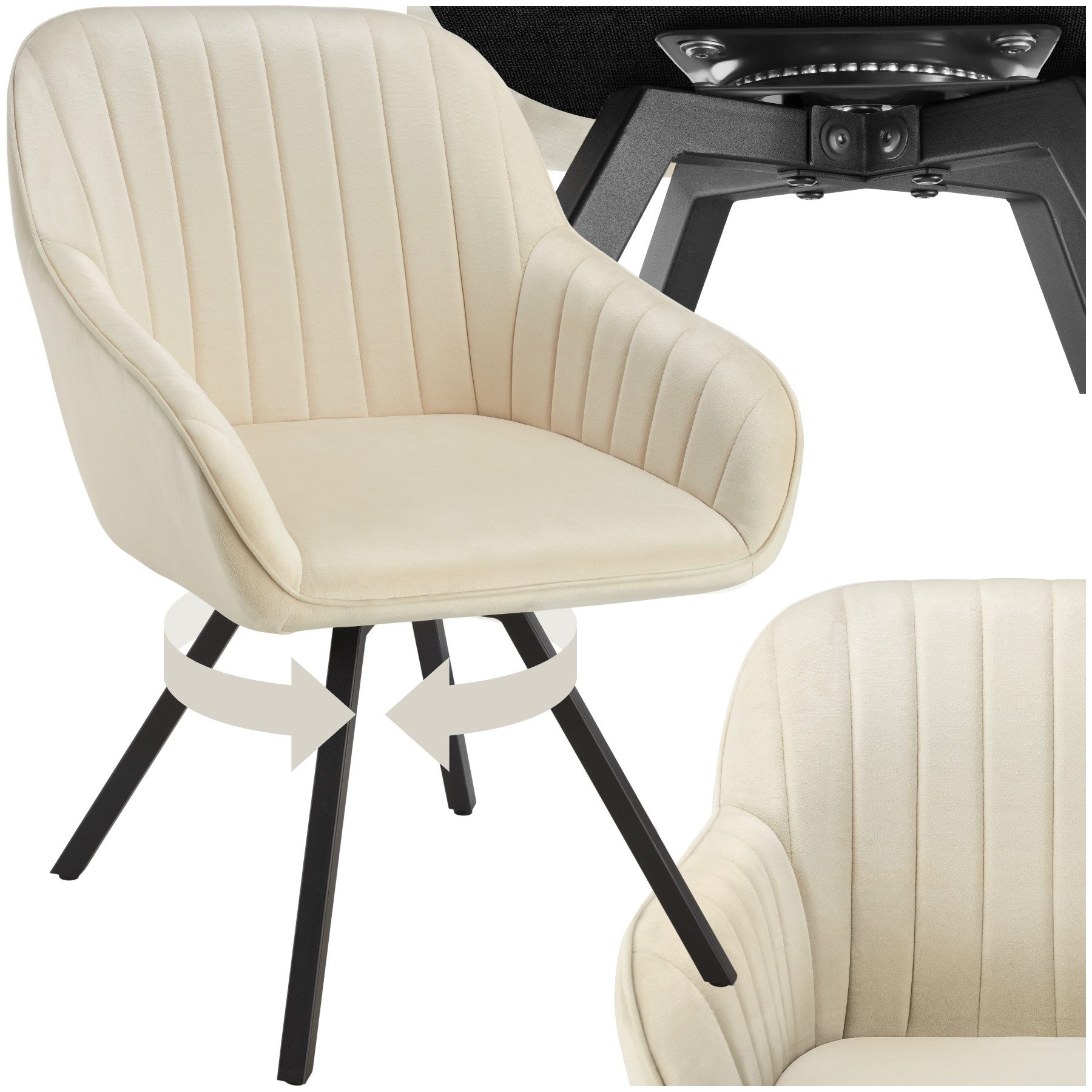 tectake Esszimmerstuhl Drehbarer Armlehnstuhl Snug Samtoptik, gepolstert (S günstig online kaufen