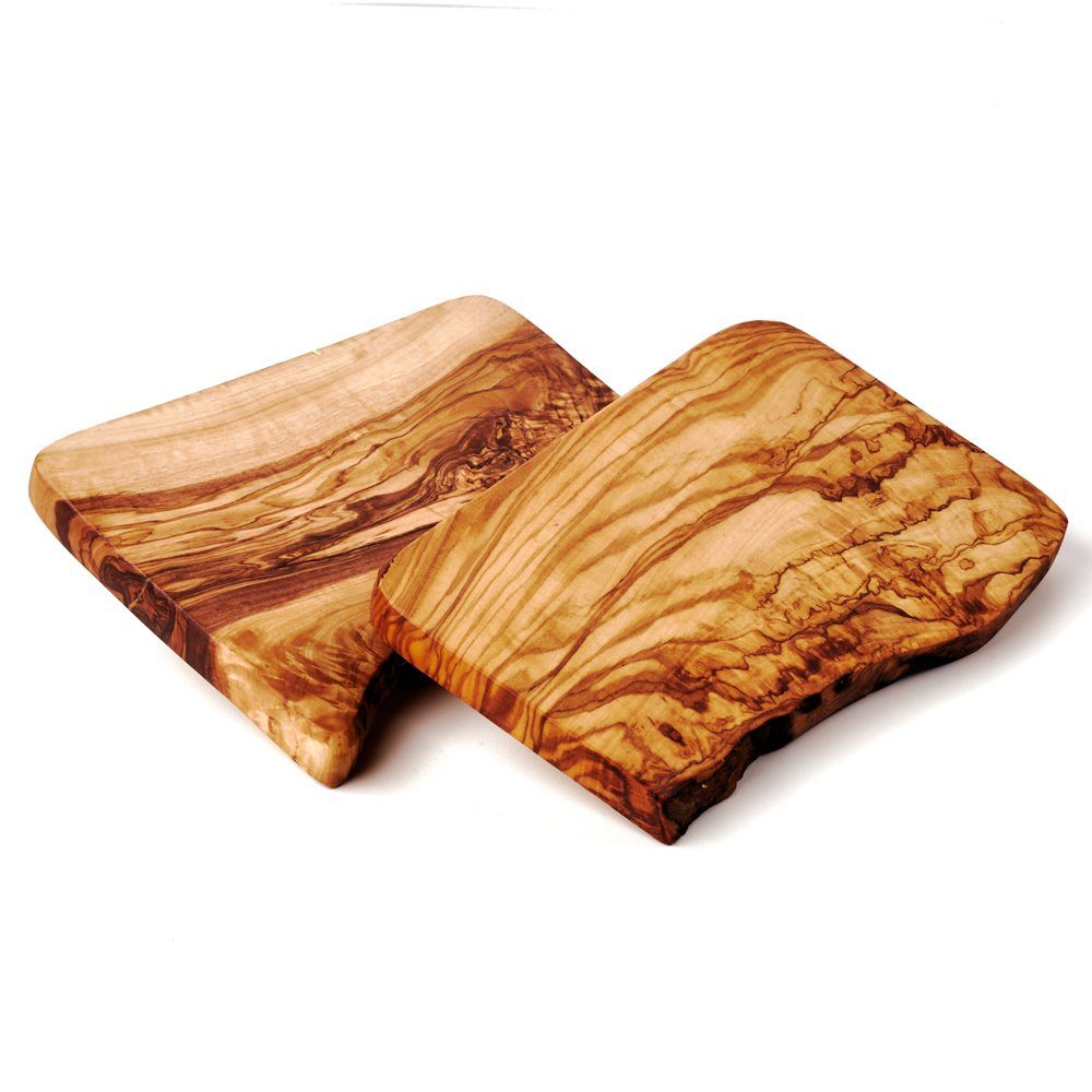 dasOlivenholzbrett Frühstücksbrett 2er Set Frühstücksbrett aus Olivenholz eine Seite naturbelassen, Olivenholz, (2-St)