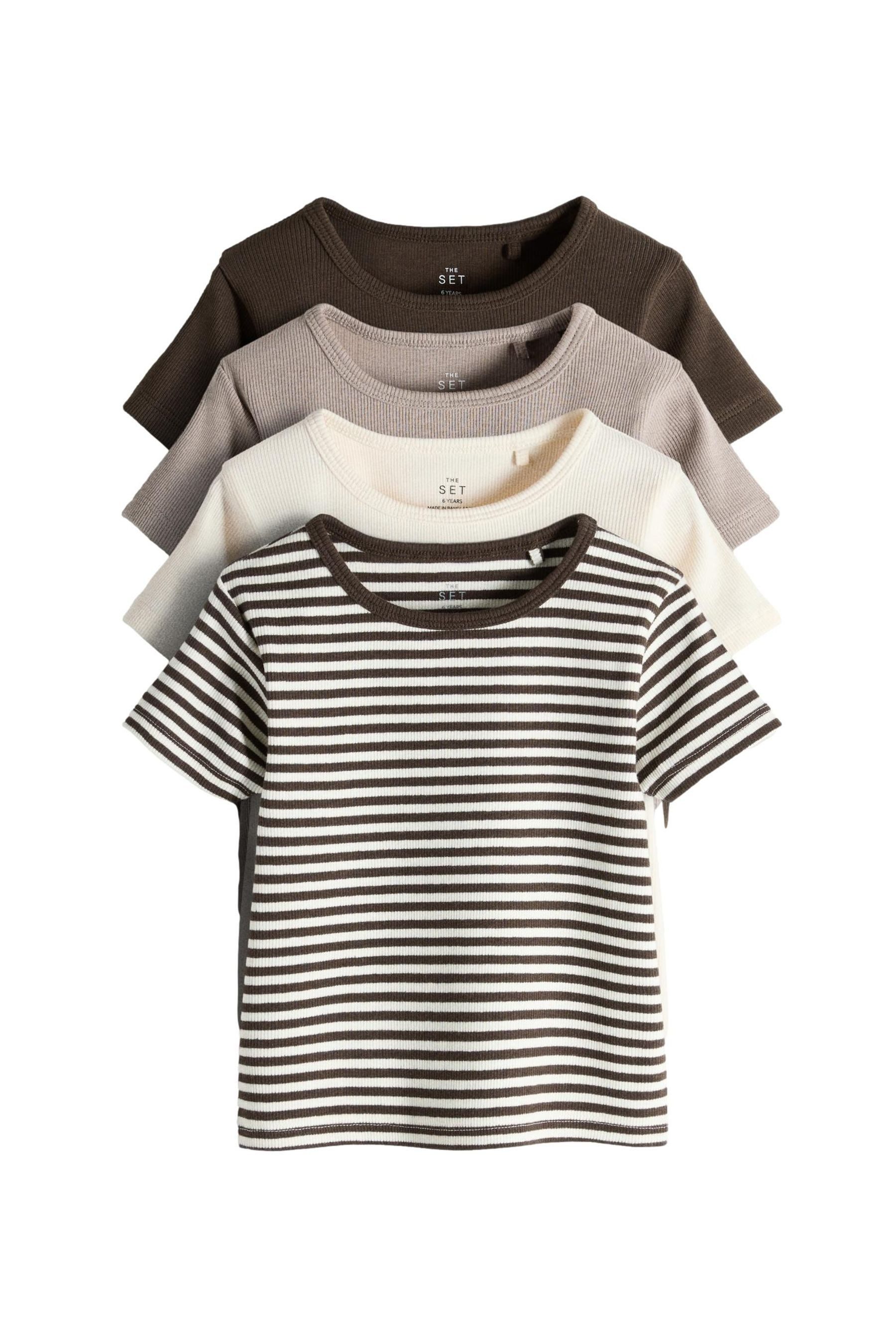 T-Shirt The Set verkürzte Kurzarm-T-Shirts, 4er-Pack
