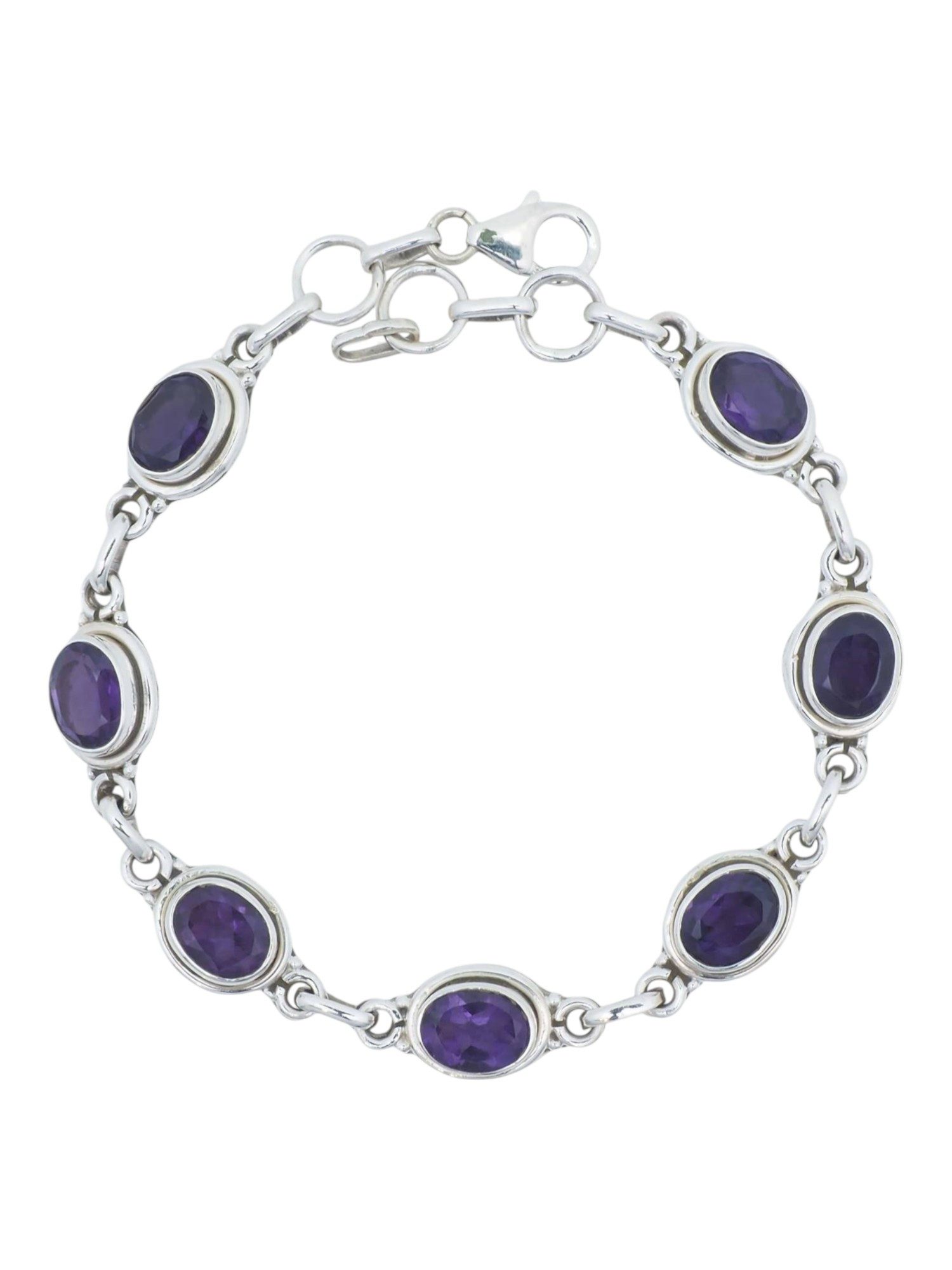 Silberarmband SARALA oval aus 925 Silber mit Amethyst facettiert