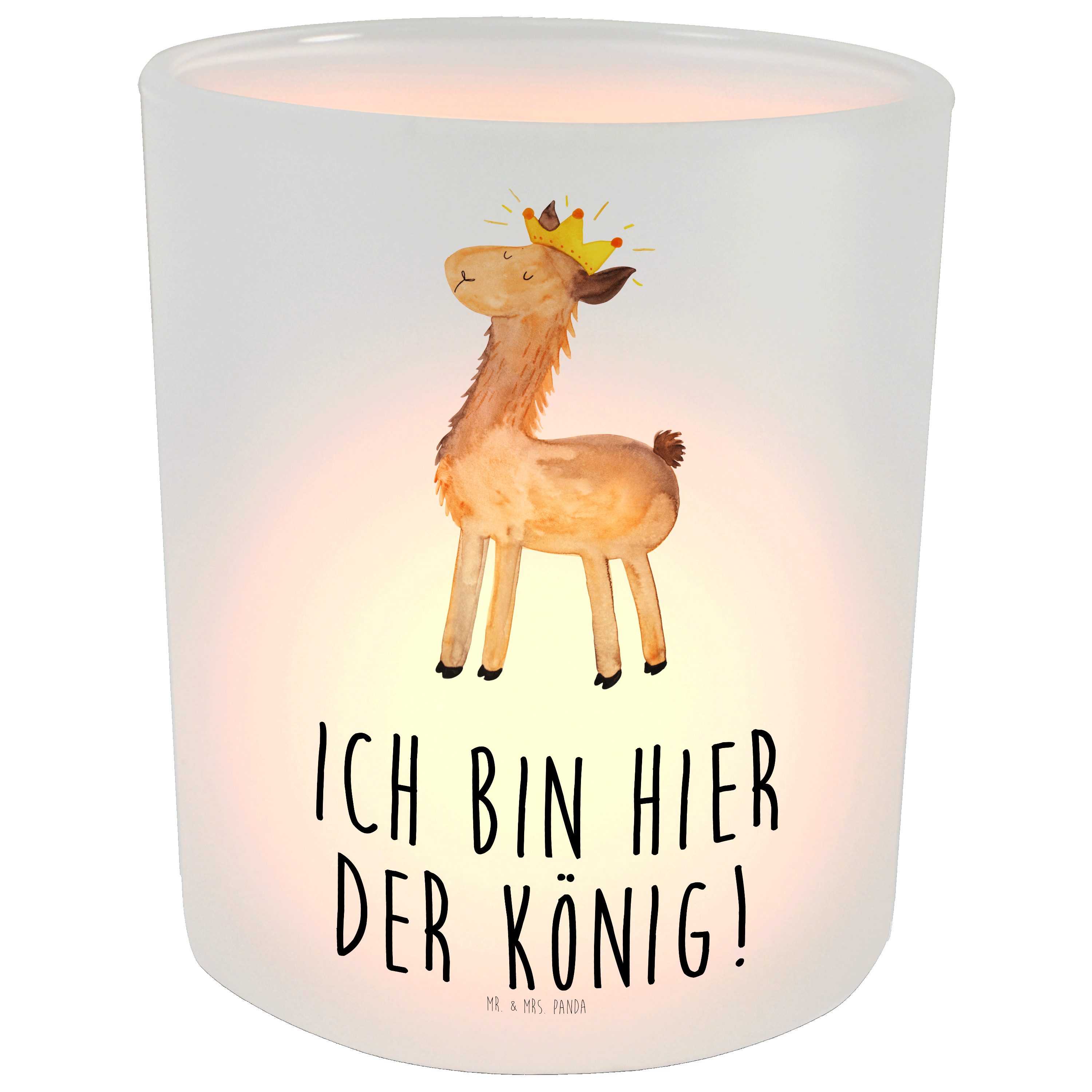Mr. & Mrs. Panda Windlicht Alpak Vorgesetzter, Lama (1 Transparent König - - Geschenk, Kerzenlicht, St)