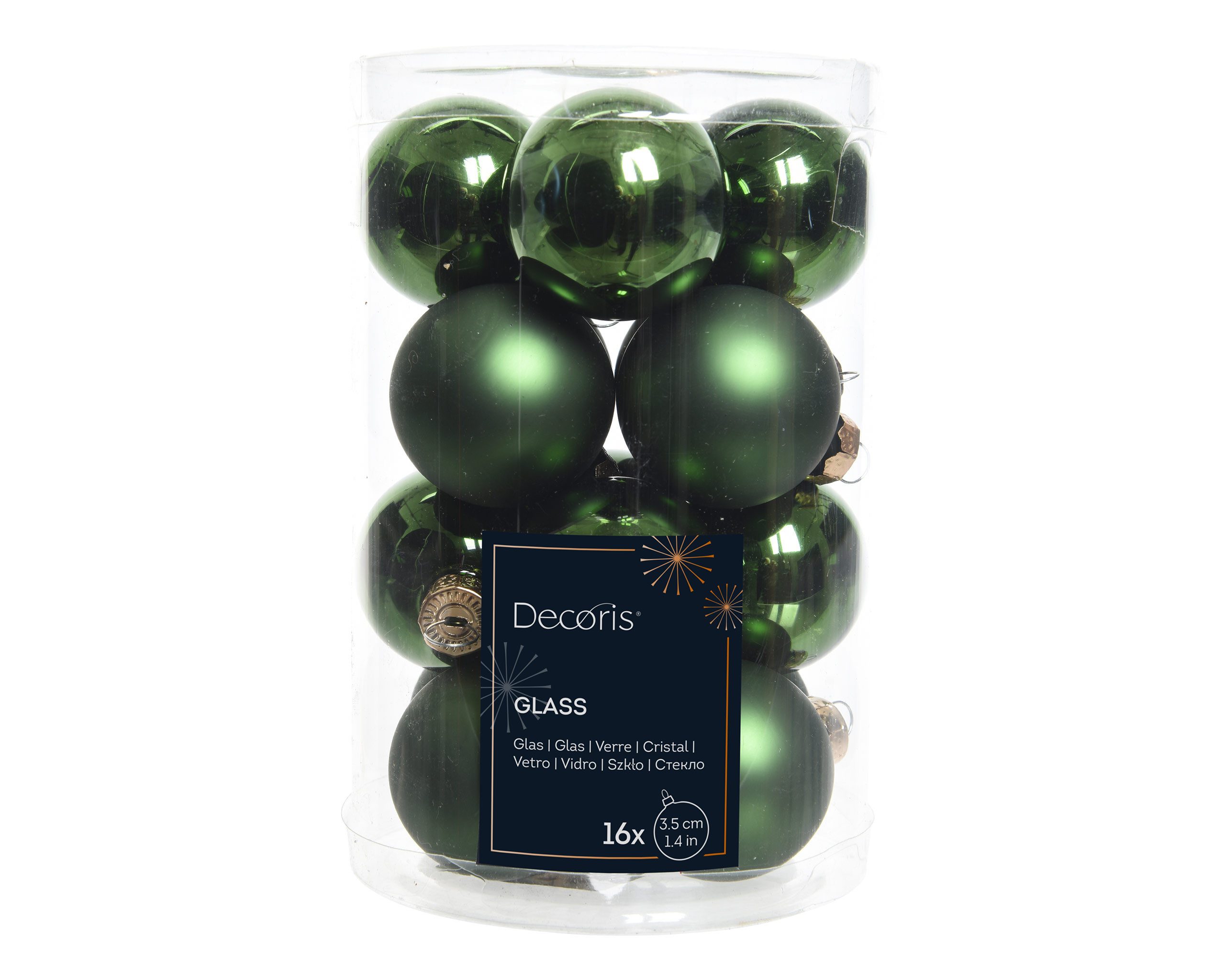 Kaemingk Weihnachtsbaumkugel, Weihnachtskugeln Glas 3,5cm 16 Stück - Piniengrün