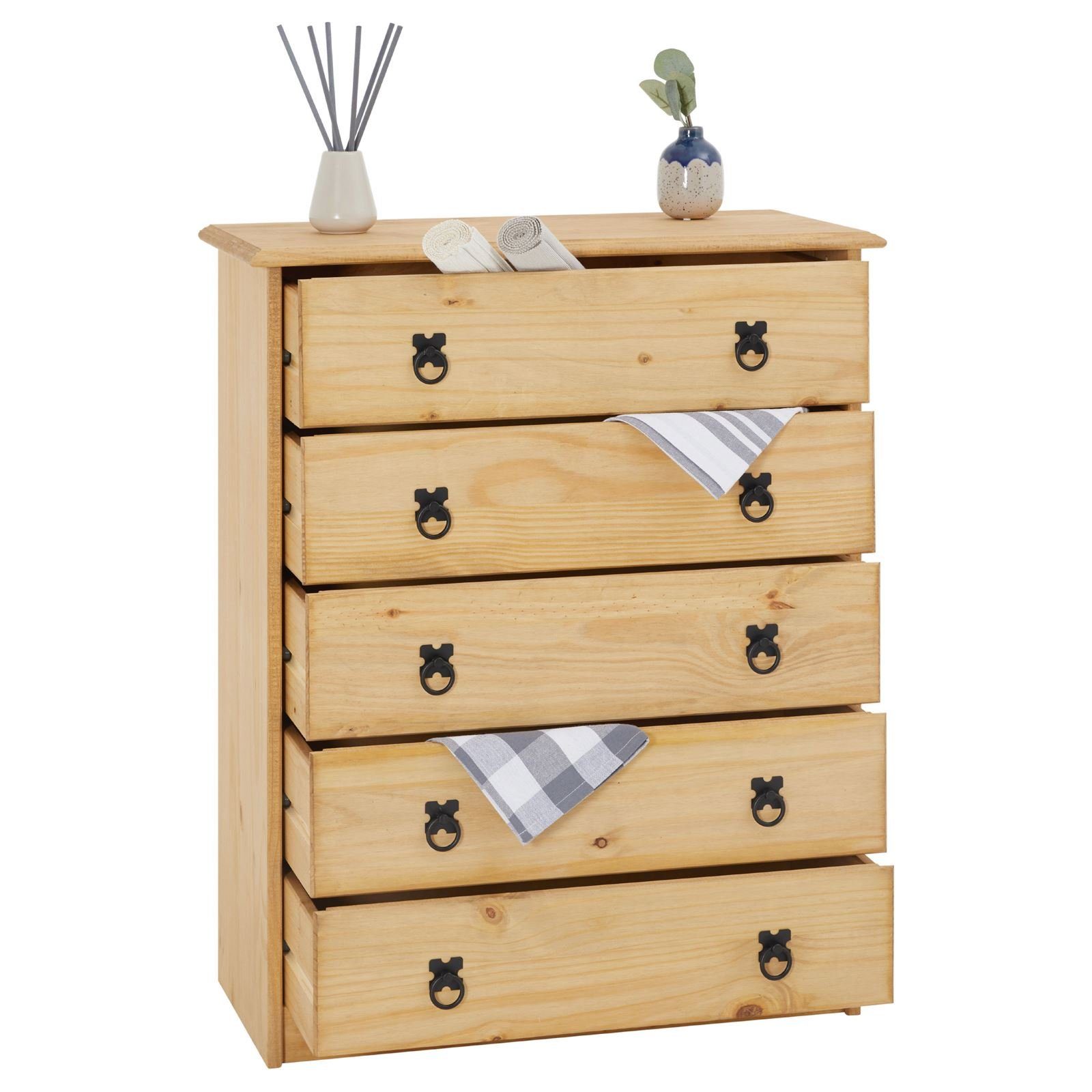 CARO-Möbel Kommode BARRIO, Kommode Sideboard High Anrichte Schubladenschrank Mexiko Stil Landhaus