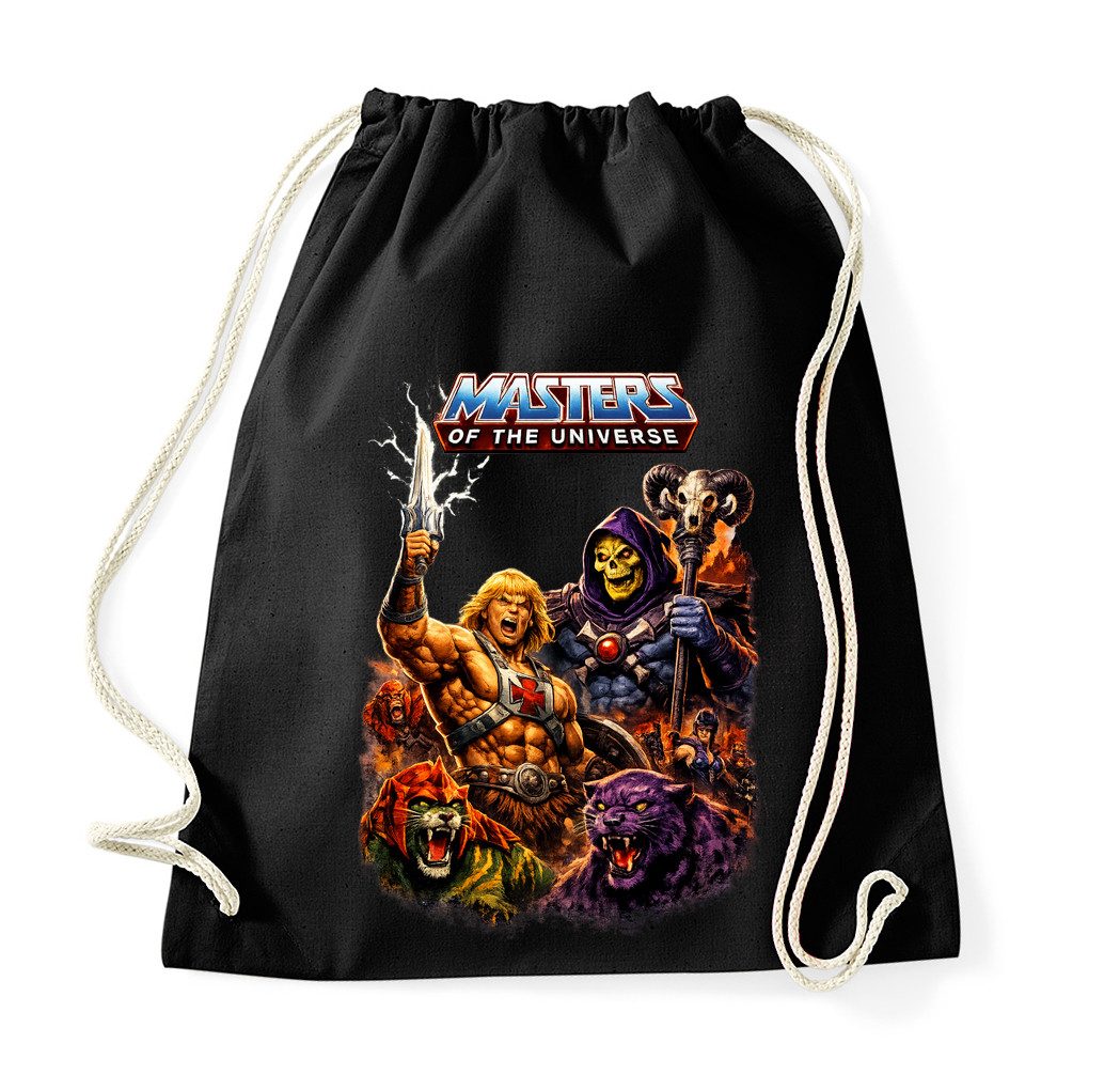 Blondie & Brownie Turnbeutel Turnbeutel He Man Retro 80s Krieger Totenschädel Motiv Tasche (Einzelbeutel, Einzelartikel), Eternia Retro Krieger Beutel Edition