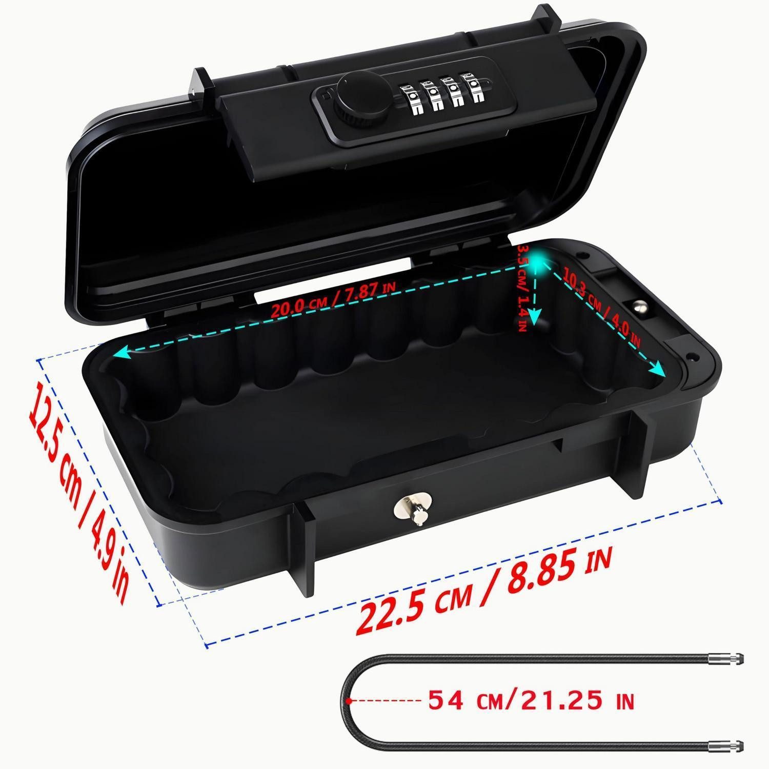 LuxusKollektion Schlüsselkasten Tragbarer Safe 4-stellig Zahlenkombination Schwarz (1 St)