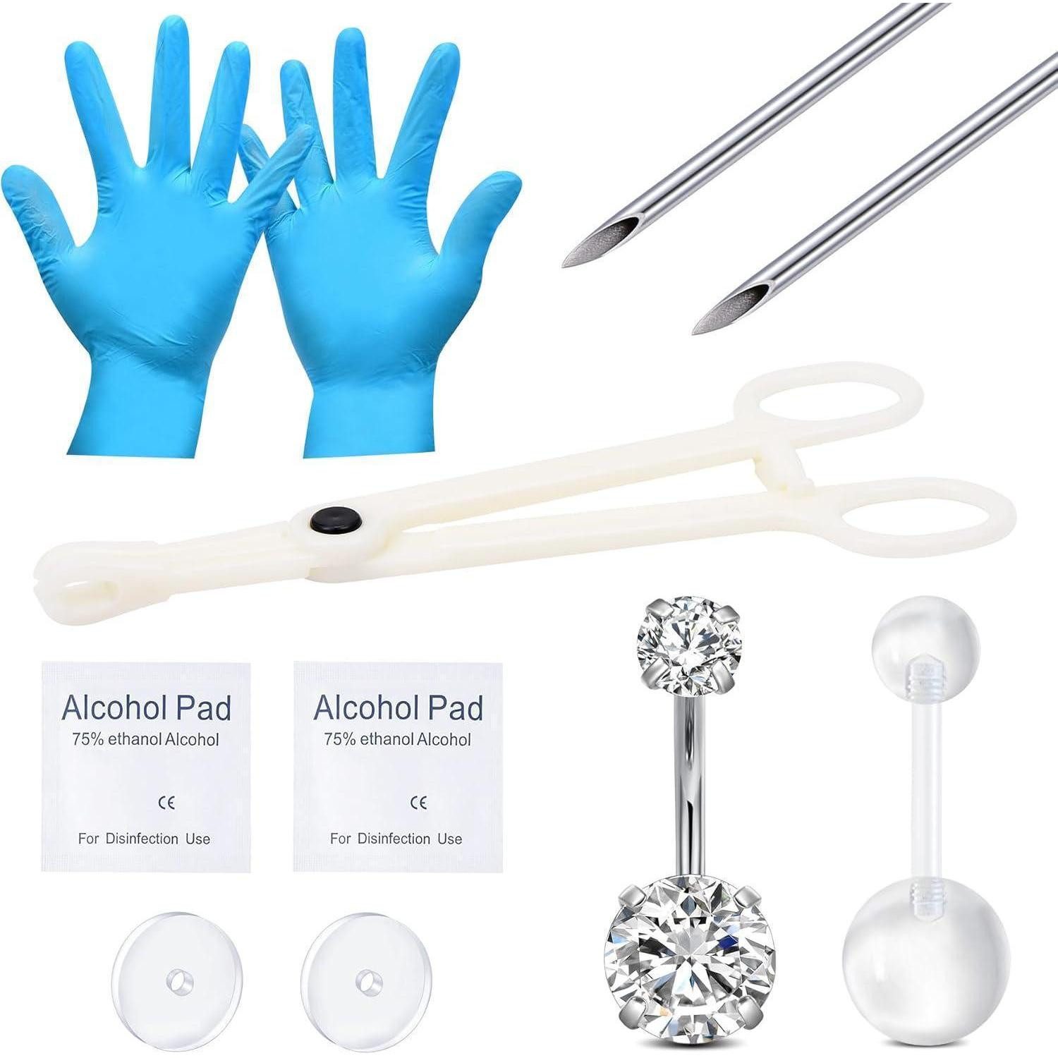 MODRSA Bauchnabelpiercing-Set Bauchnabelpiercing Kit 14G Chirurgenstahl Körperpiercing Toolset