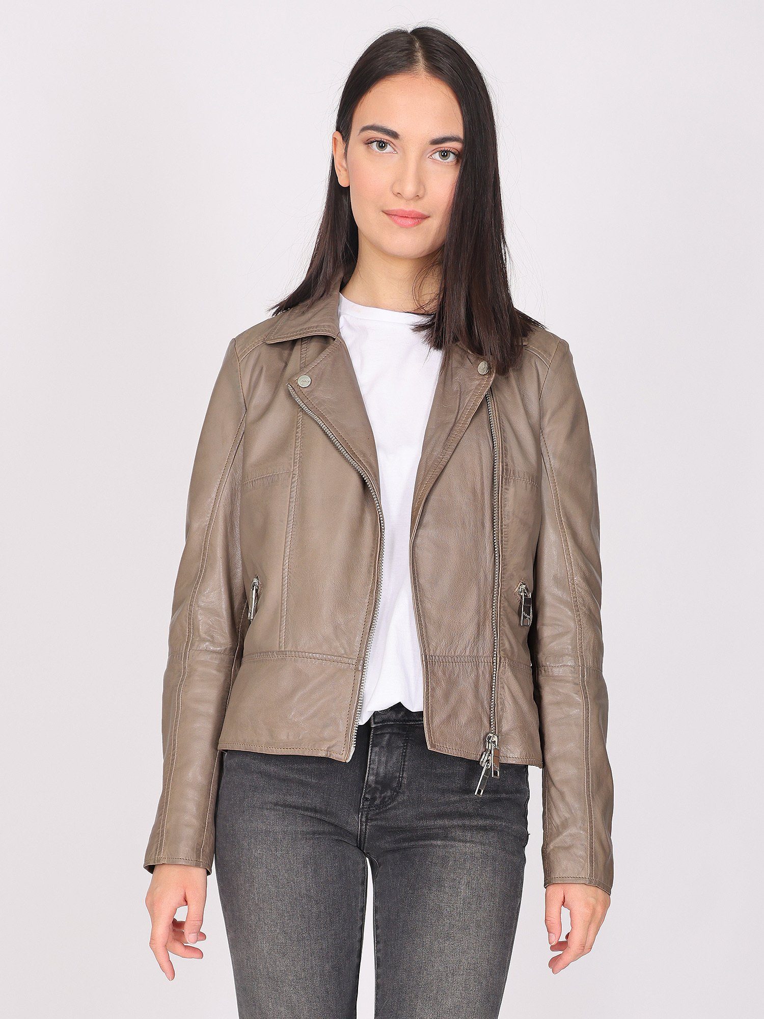 Maze Lederjacke 4202129 taupe | Übergangsjacken