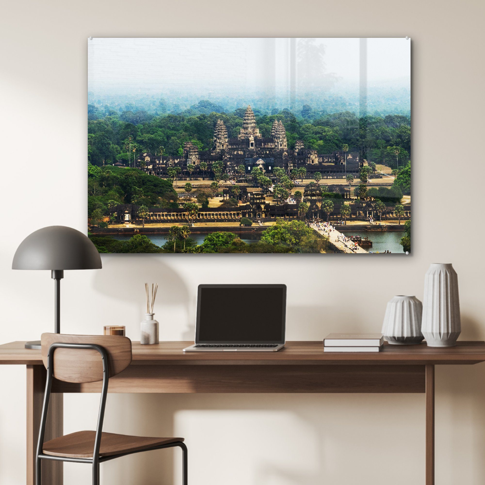 St), Schlafzimmer Wat (1 MuchoWow in Wohnzimmer Acrylglasbild von Tempels Acrylglasbilder Kambodscha, Angkor Luftaufnahme & des