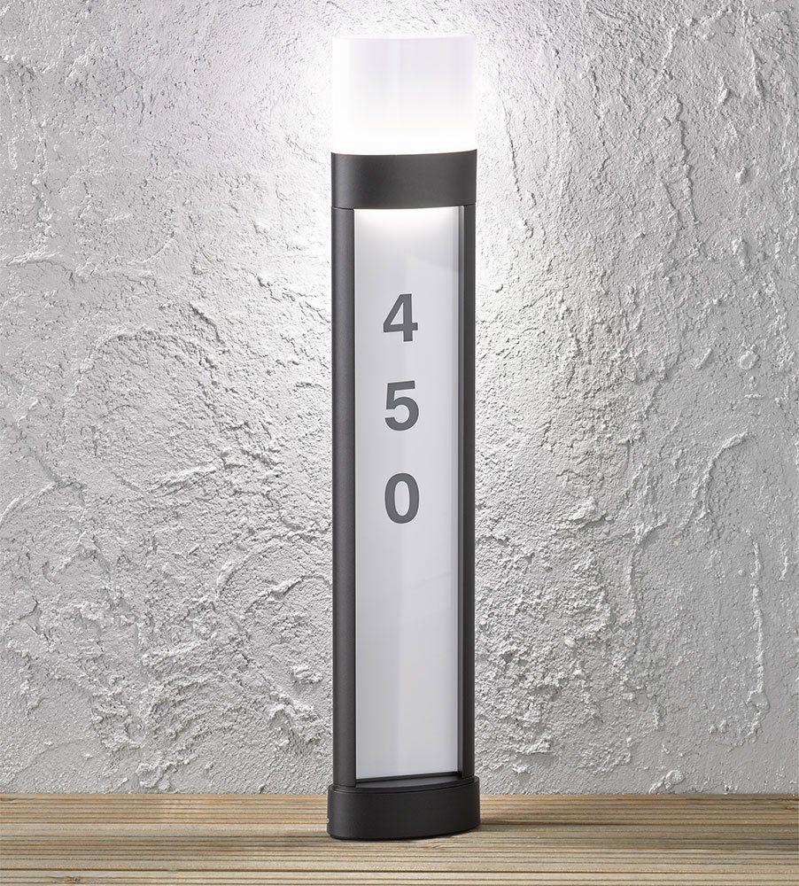 beleuchtet WOFI fest Strom Hausnummer LED-Leuchtmittel Sockelleuchten, verbaut, LED Hausnummernleuchte Warmweiß,
