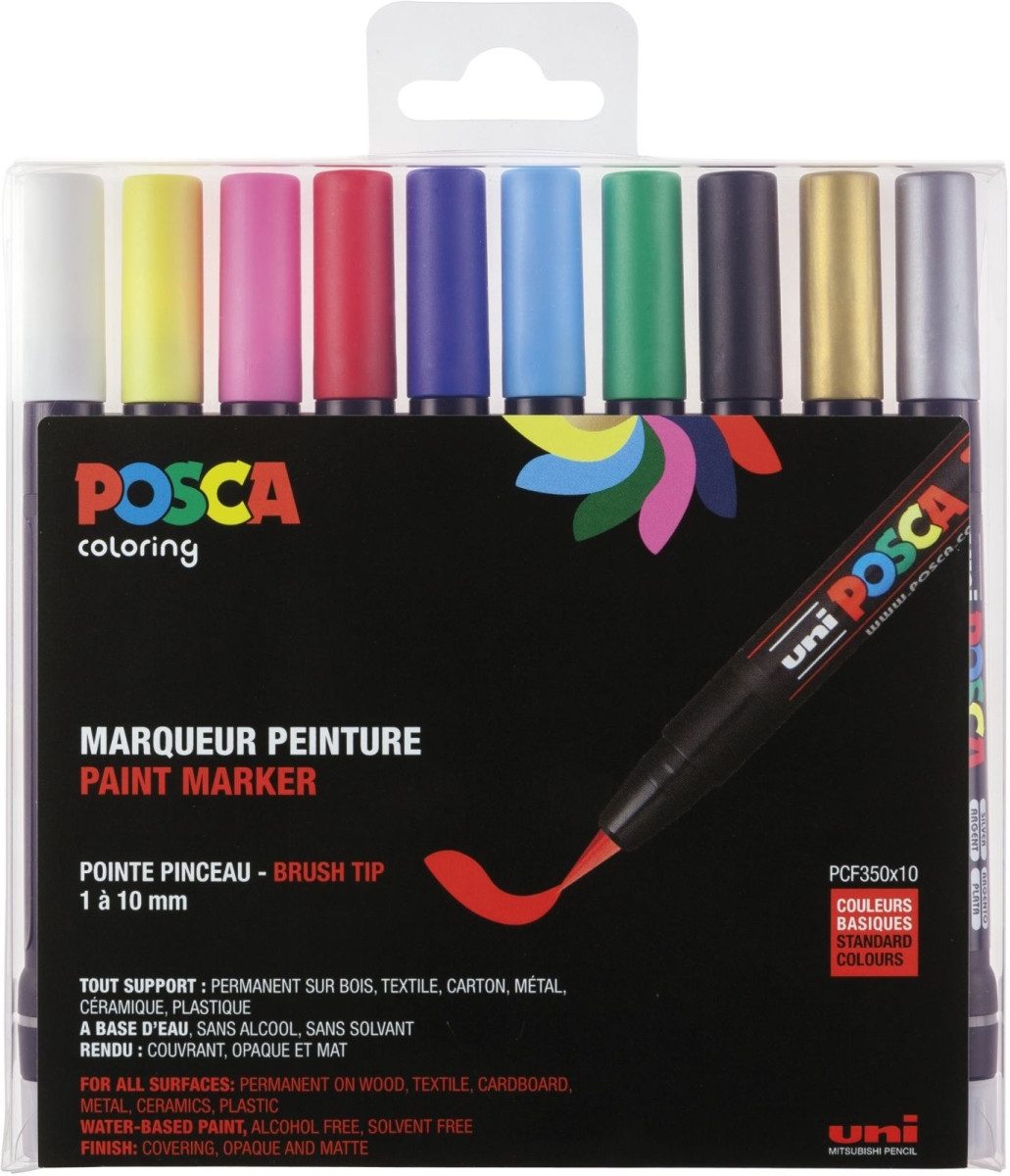 uni-ball Filzstift Fasermaler Uni Posca PCF-350 1-10mm sortiert VE=10 Stück