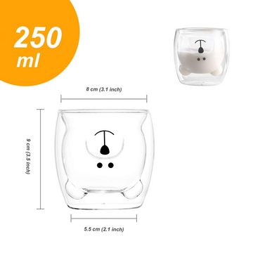 HYTIREBY Tumbler-Glas Kinderbecher, Kaffee Teegläser, TDoppelwandige Isoliergläser, 250ml, Geschenk zum Geburtstag, Valentinstag und Büro